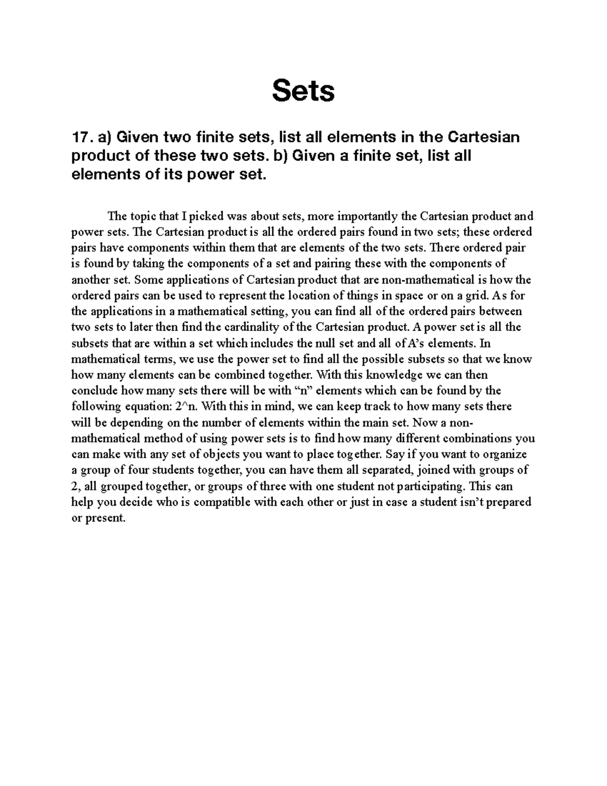Sets - WT - Code - Sets ( 17. a) Given two finite sets, list all ...