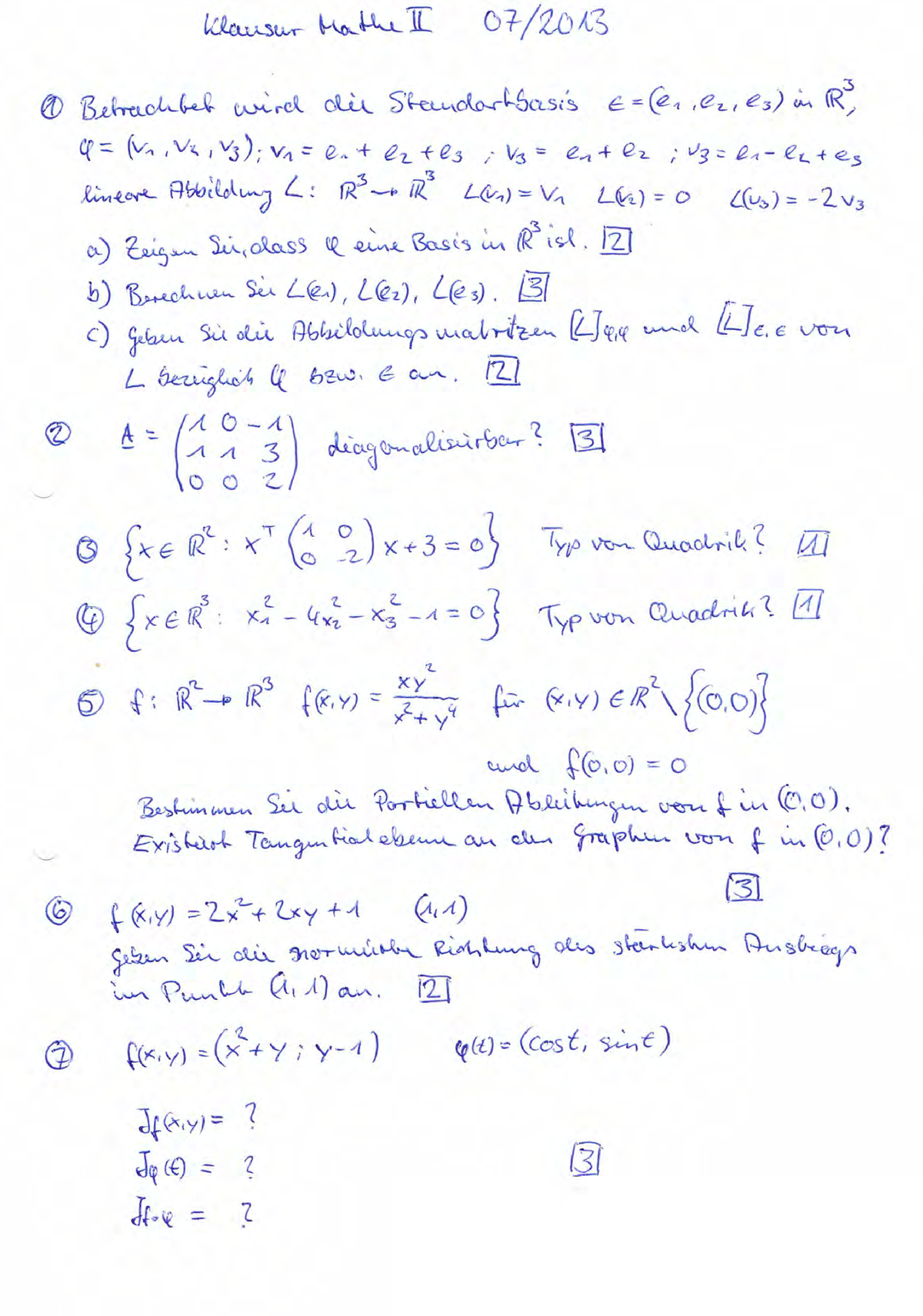 Klausurvorbereitung Mathe II 4 - Mathematik II - Studocu