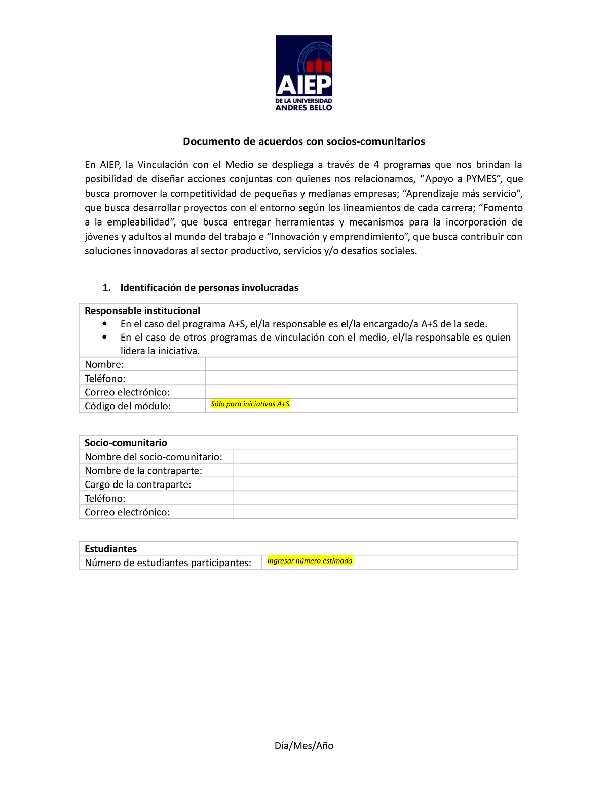 Carta De Acuerdos Con Socios Comunitarios Documento De Acuerdos Con Socios Comunitarios En 5753