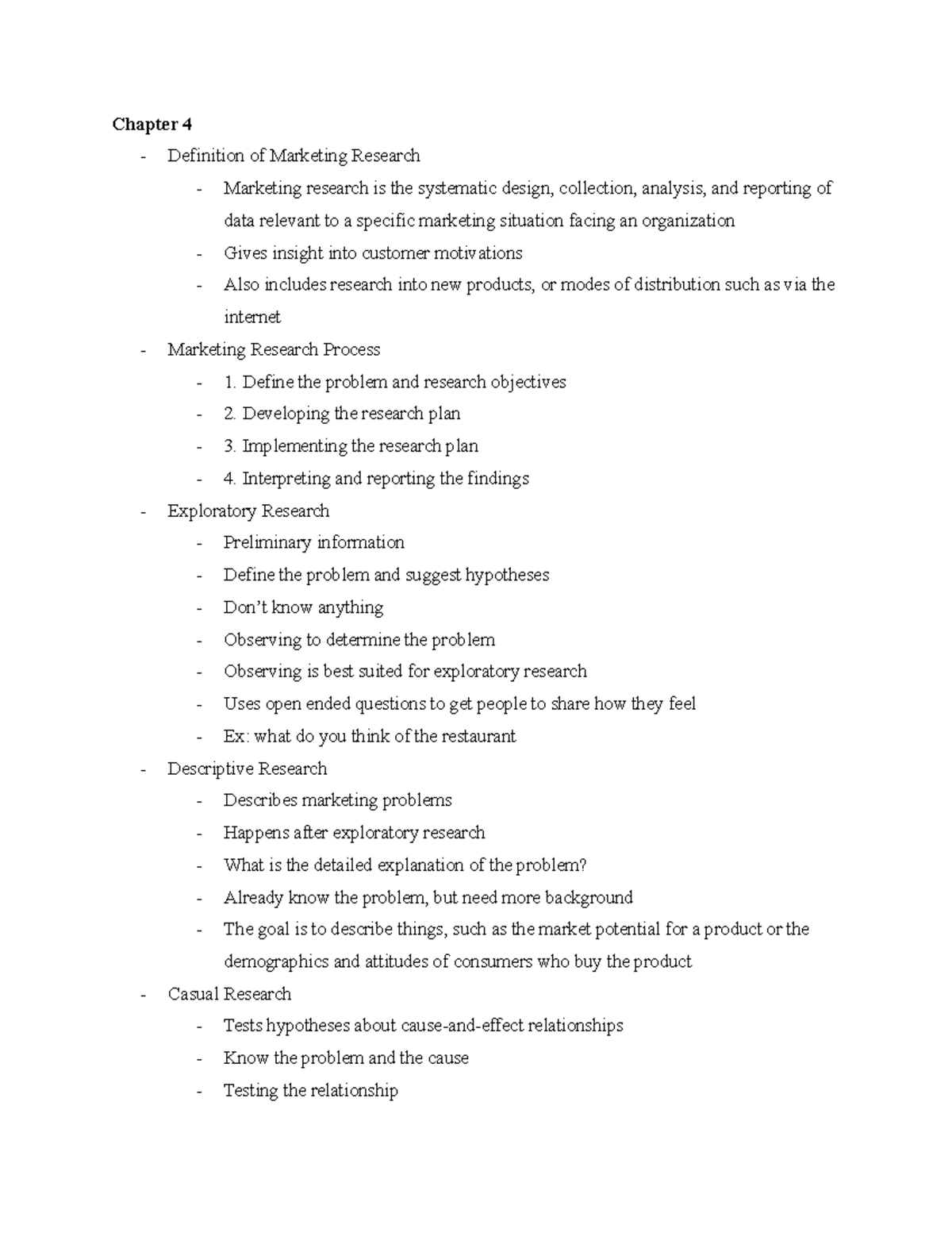 MKTG Test 2 Review - Chapter 4 - Definition of Marketing Research ...
