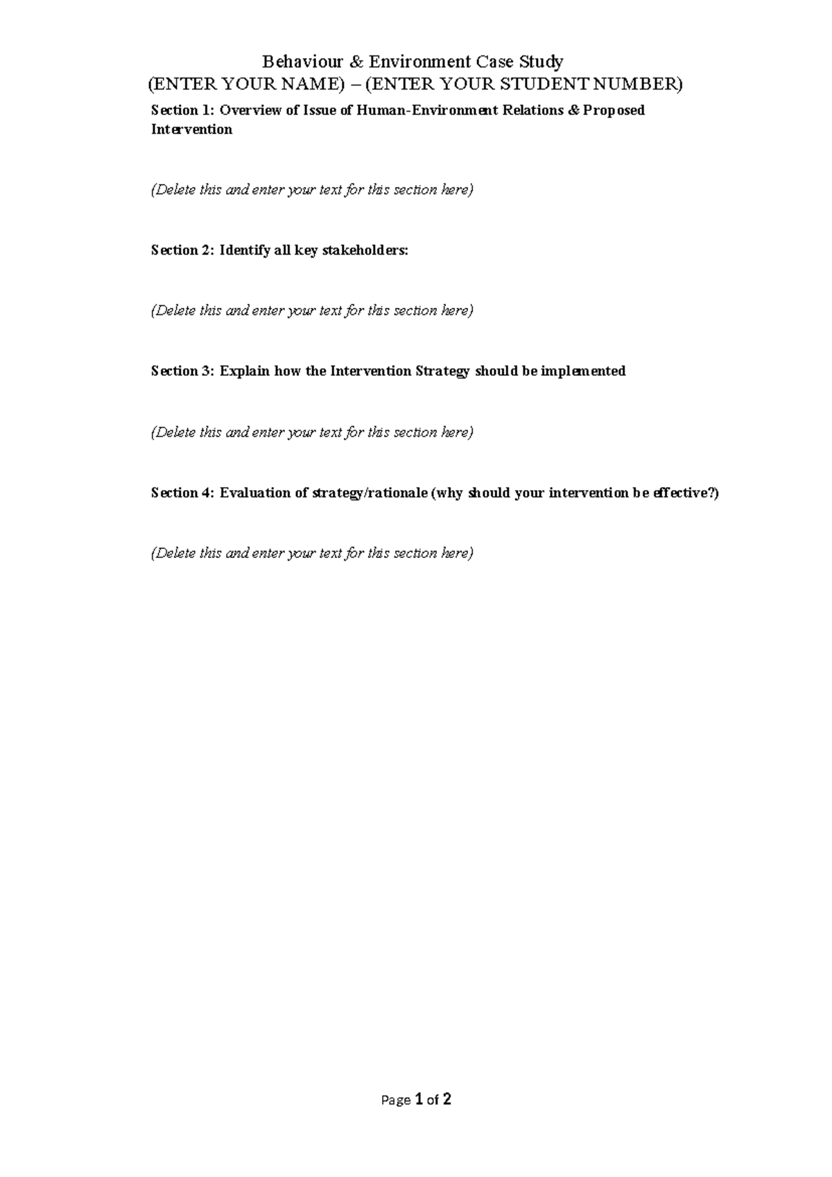 Case Study Submission Template - Behaviour & Environment Case Study ...