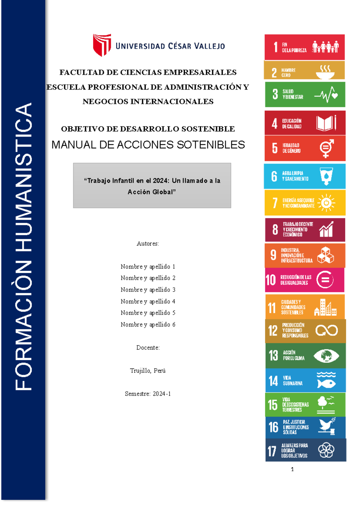 Manual DE Acciones Sotenibles ODS Informe 1 - FACULTAD DE CIENCIAS ...