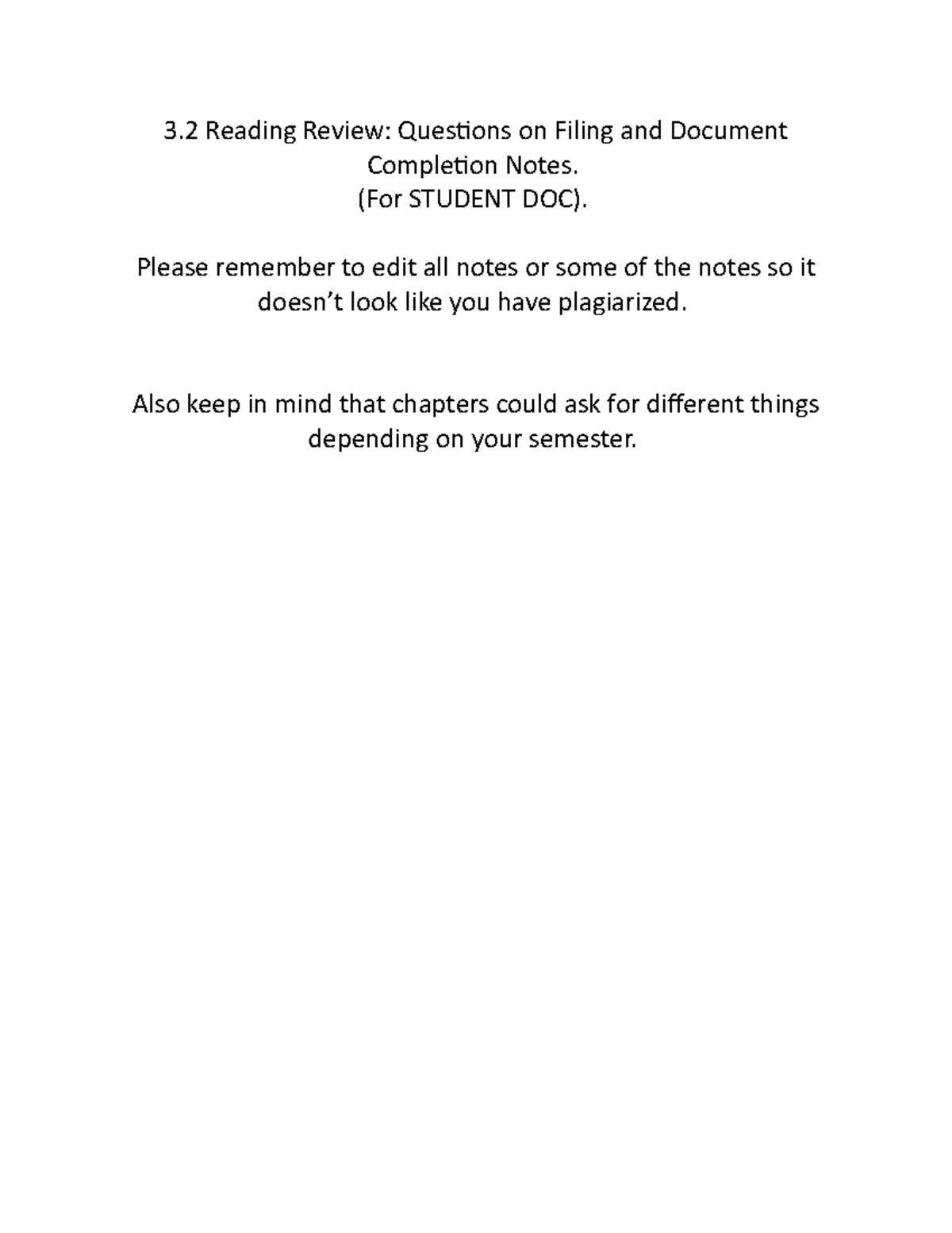 3.2 Reading Review- Questions on Filing and Document Completion Notes ...