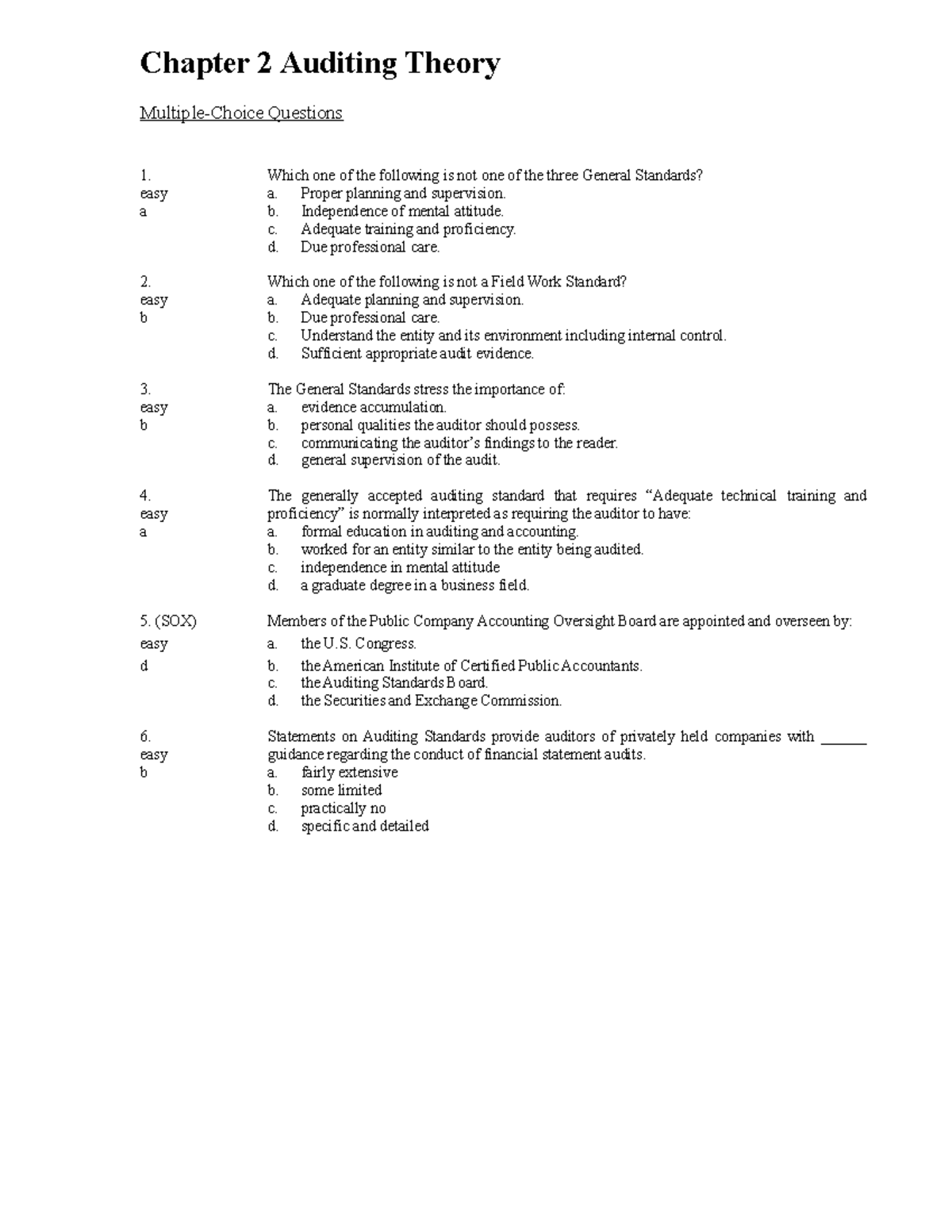 Ch02 Auditing-Theory-02 - Chapter 2 Auditing Theory Multiple-Choice ...