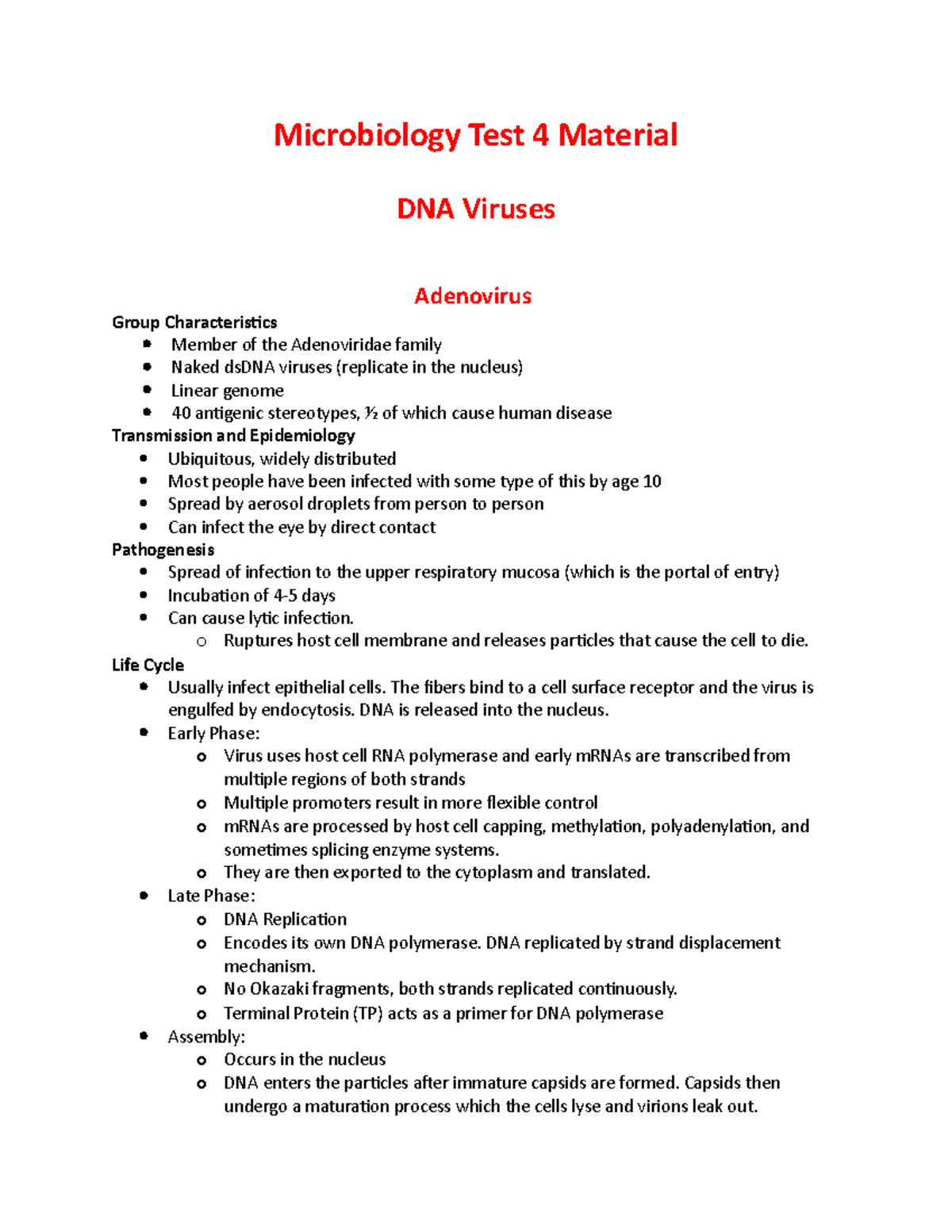 Microbiology Exam 4 Lecture Notes - Microbiology Test 4 Material DNA ...