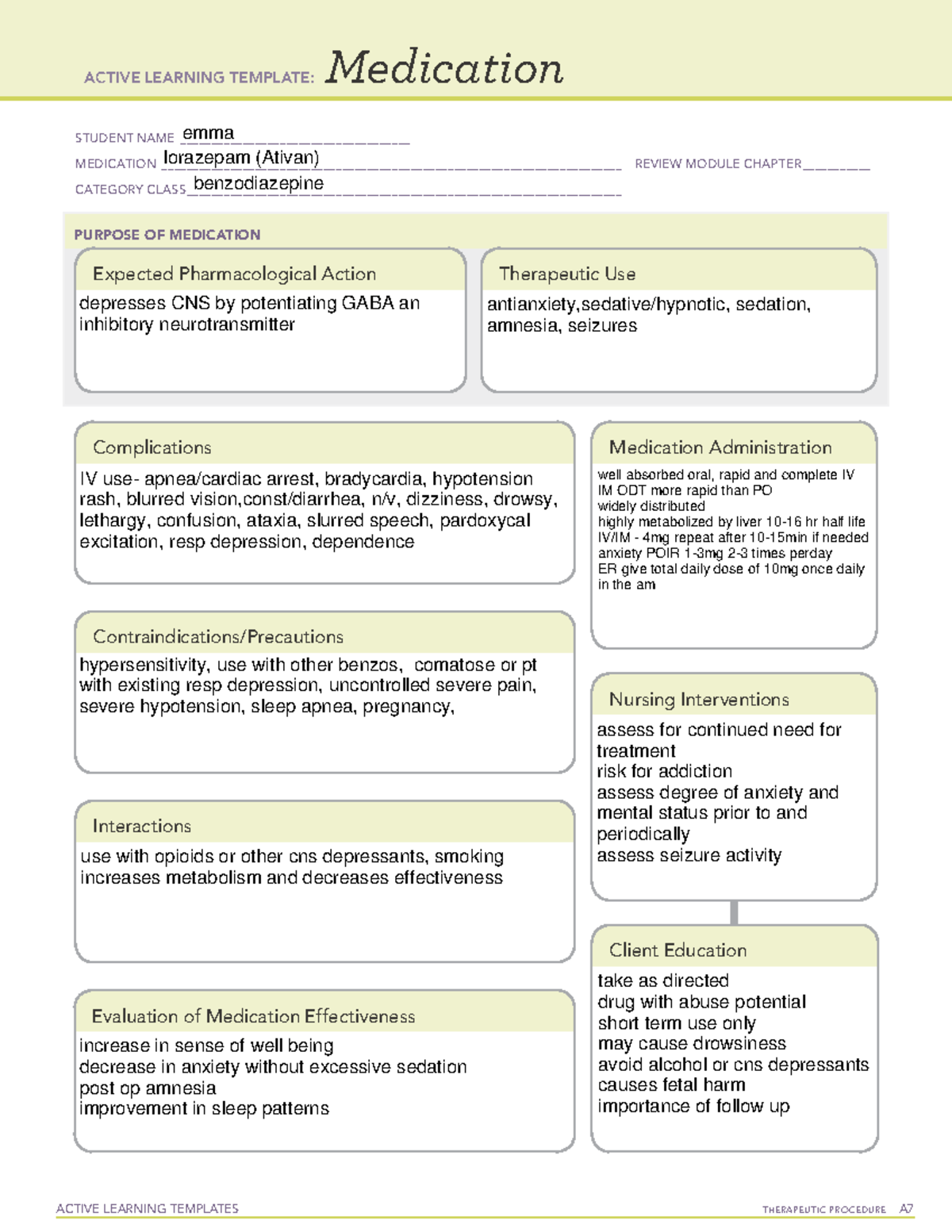 ativan-med-cards-active-learning-templates-therapeutic-procedure-a