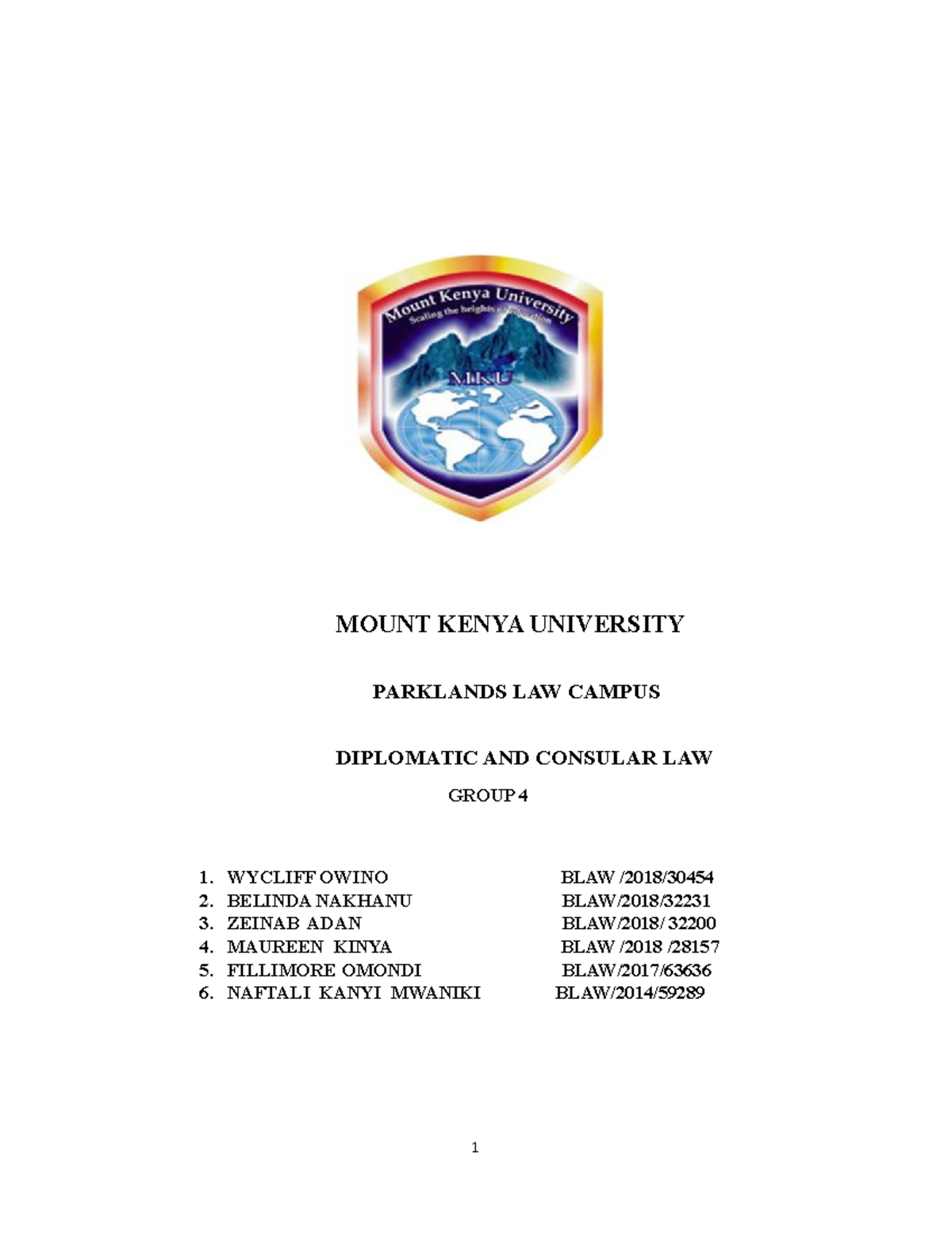 Special Missions iNTERNATIONAL HUMANITARIAN LAW MOUNT KENYA