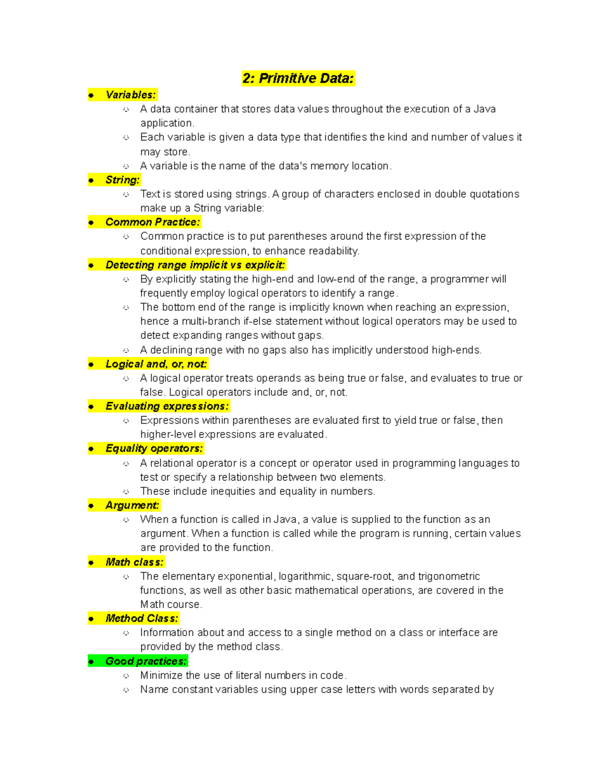 2 Primitive Data - Definitions and reference material for week 1-3 of ...