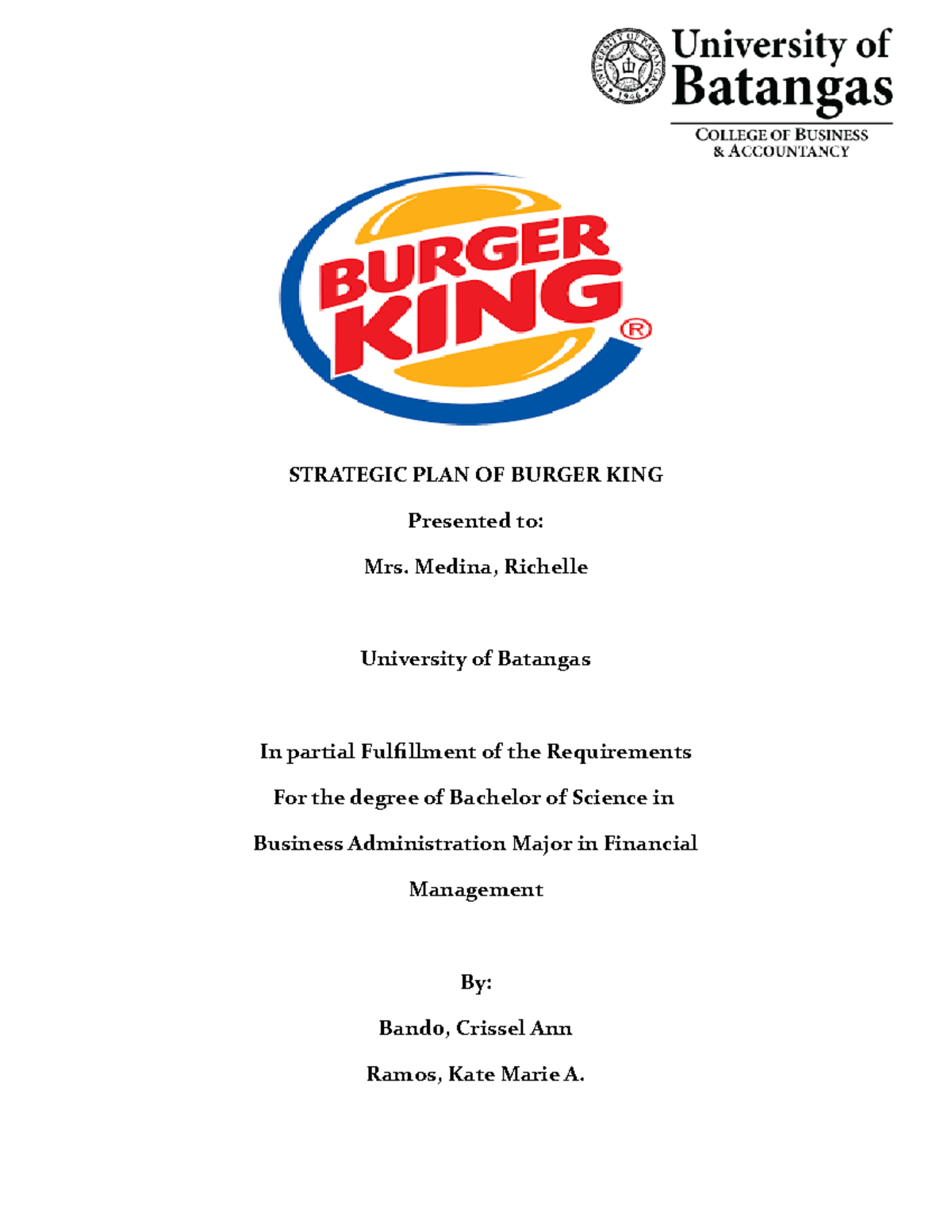 burger king business plan pdf free download