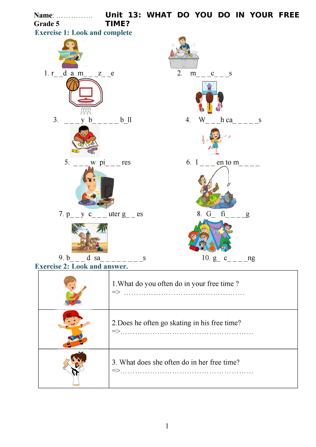 Grade 5. Unit 13 - Cxv - Name:  Grade 5 Unit 13: What Do 