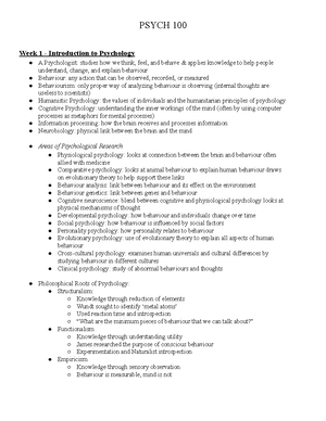 Psyc 100 week 5 the brain tutorial - PSYC 100 WEEK 5 LAB NOTES THE ...