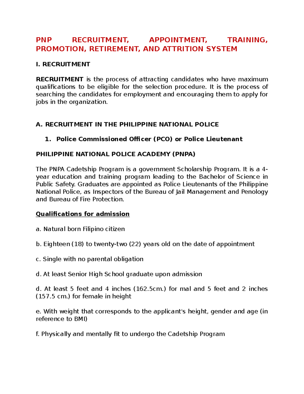 pnp-recruitment-appointment-training-promotion-retirement-and