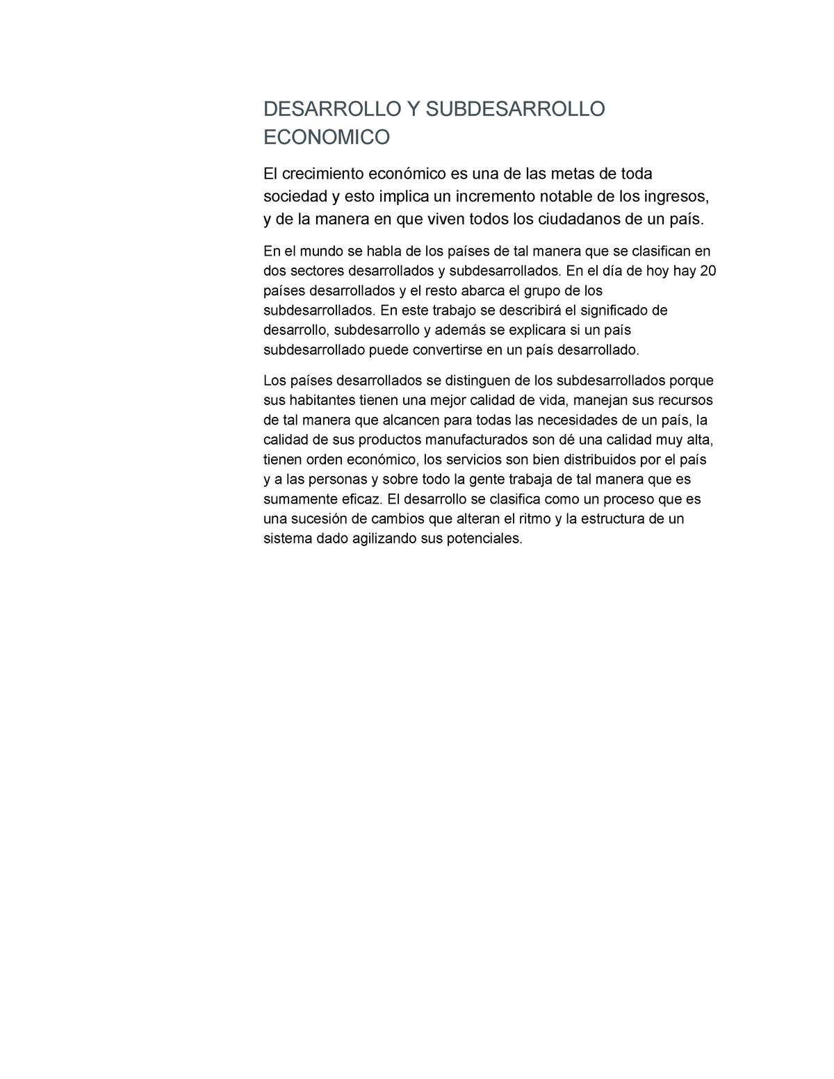 Desarrollo Y Subdesarrollo Economico - DESARROLLO Y SUBDESARROLLO ...