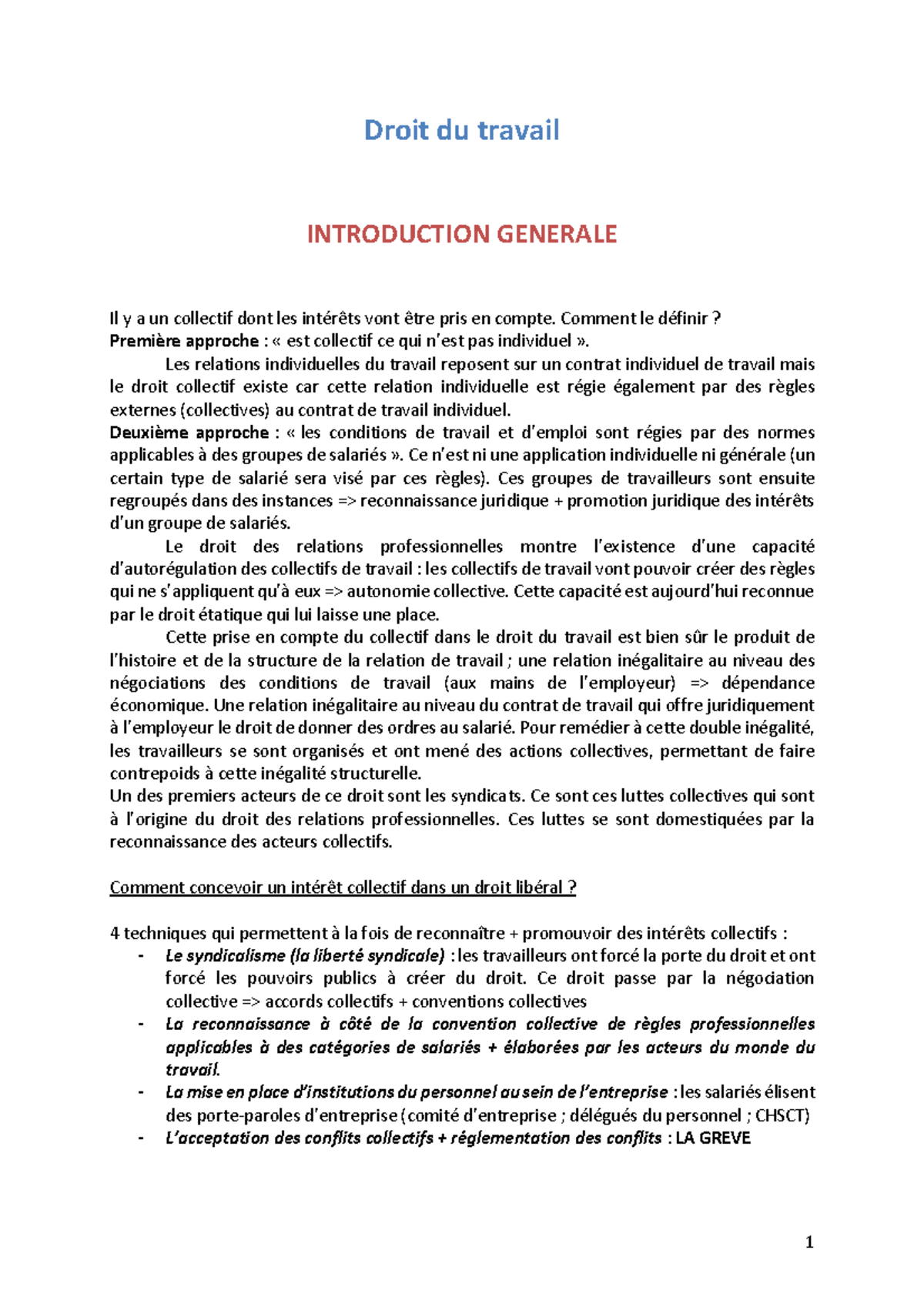 Droit Du Travail - Notes De Cours Vv - Warning: TT: Undefined Function ...