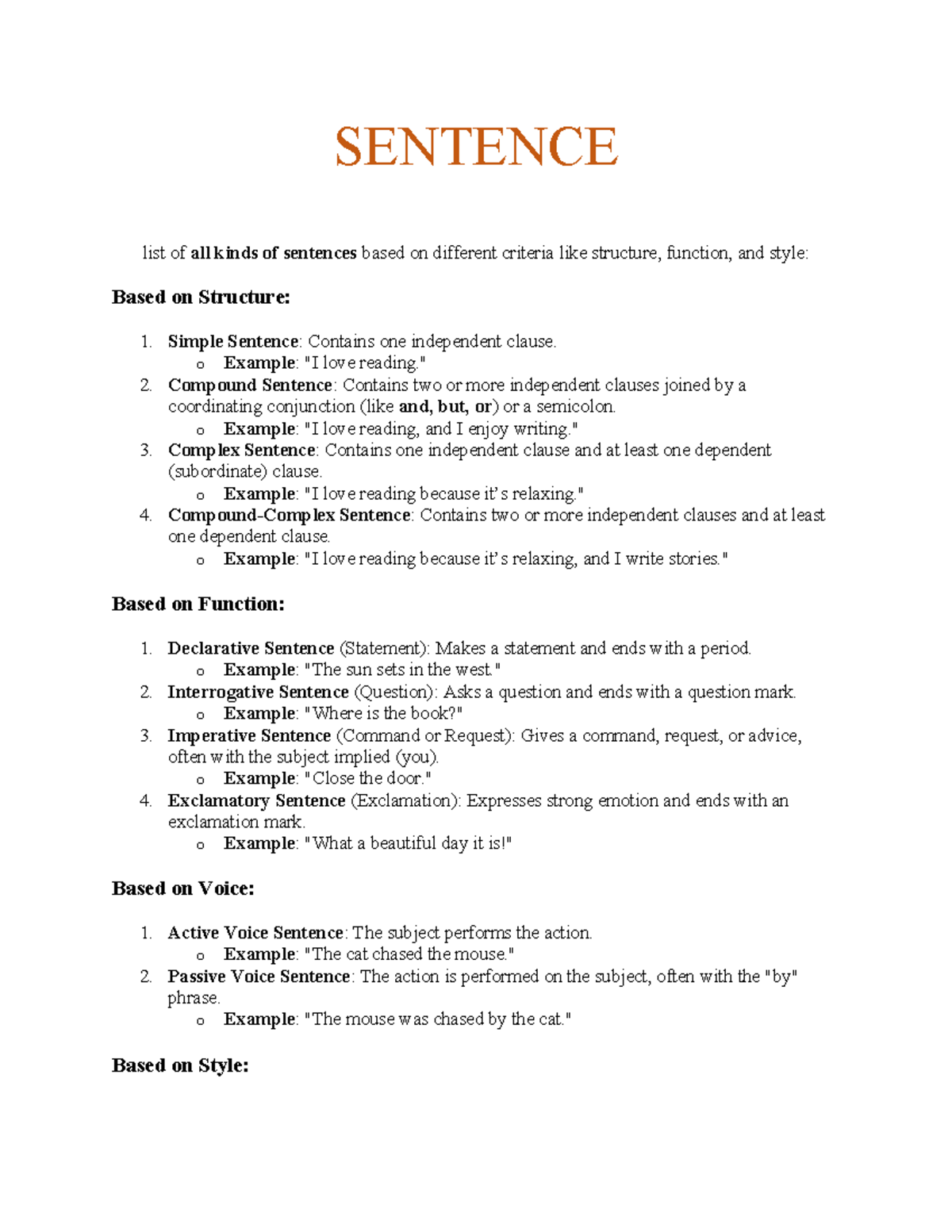 Sentence - veryyh useful dataa - SENTENCE list of all kinds of ...