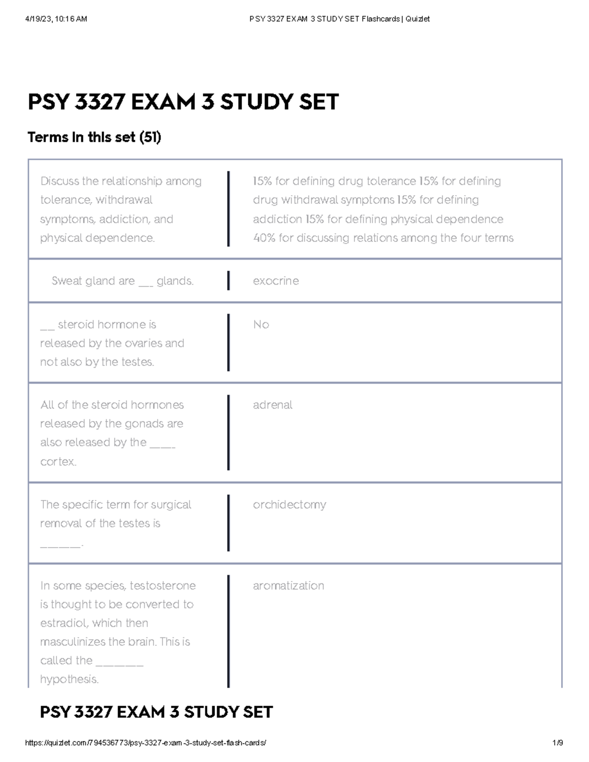 PSY 3327 EXAM 3 Study SET Flashcards Quizlet - PSY 3327 EXAM 3 STUDY ...