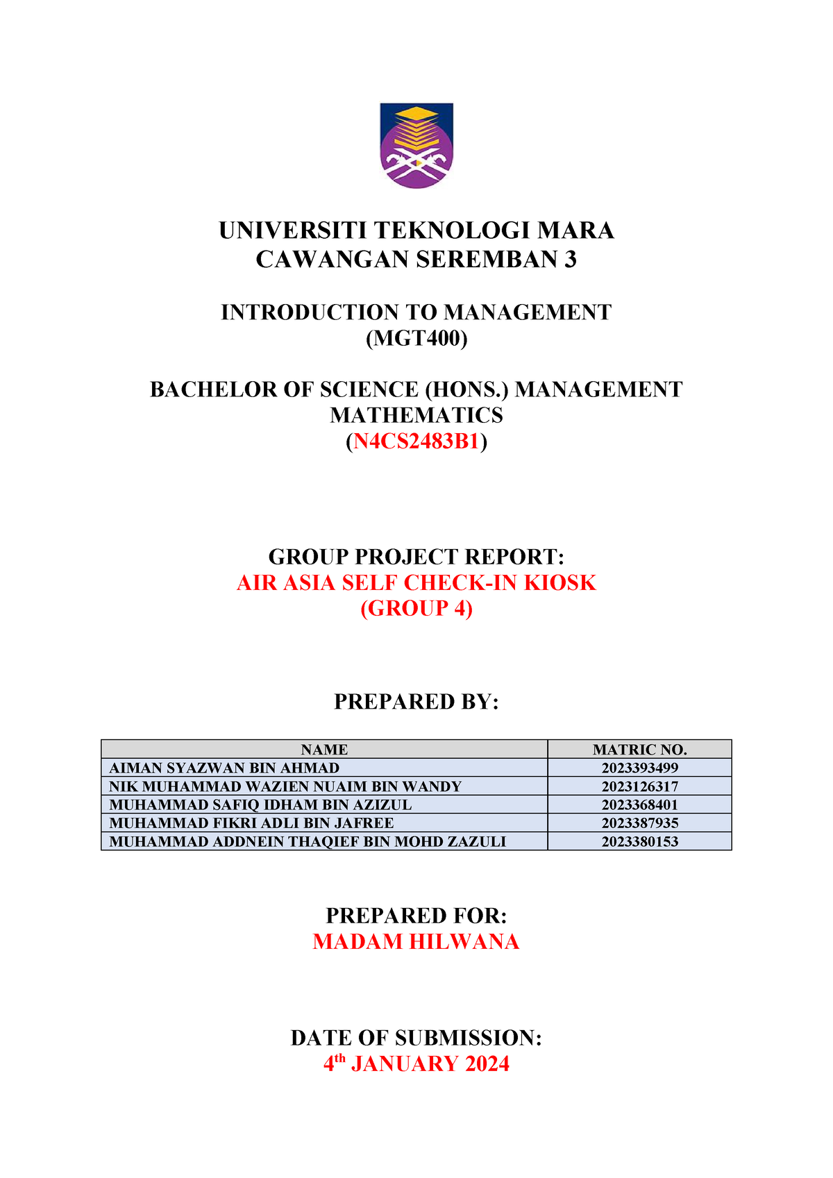 contoh assignment mgt 400