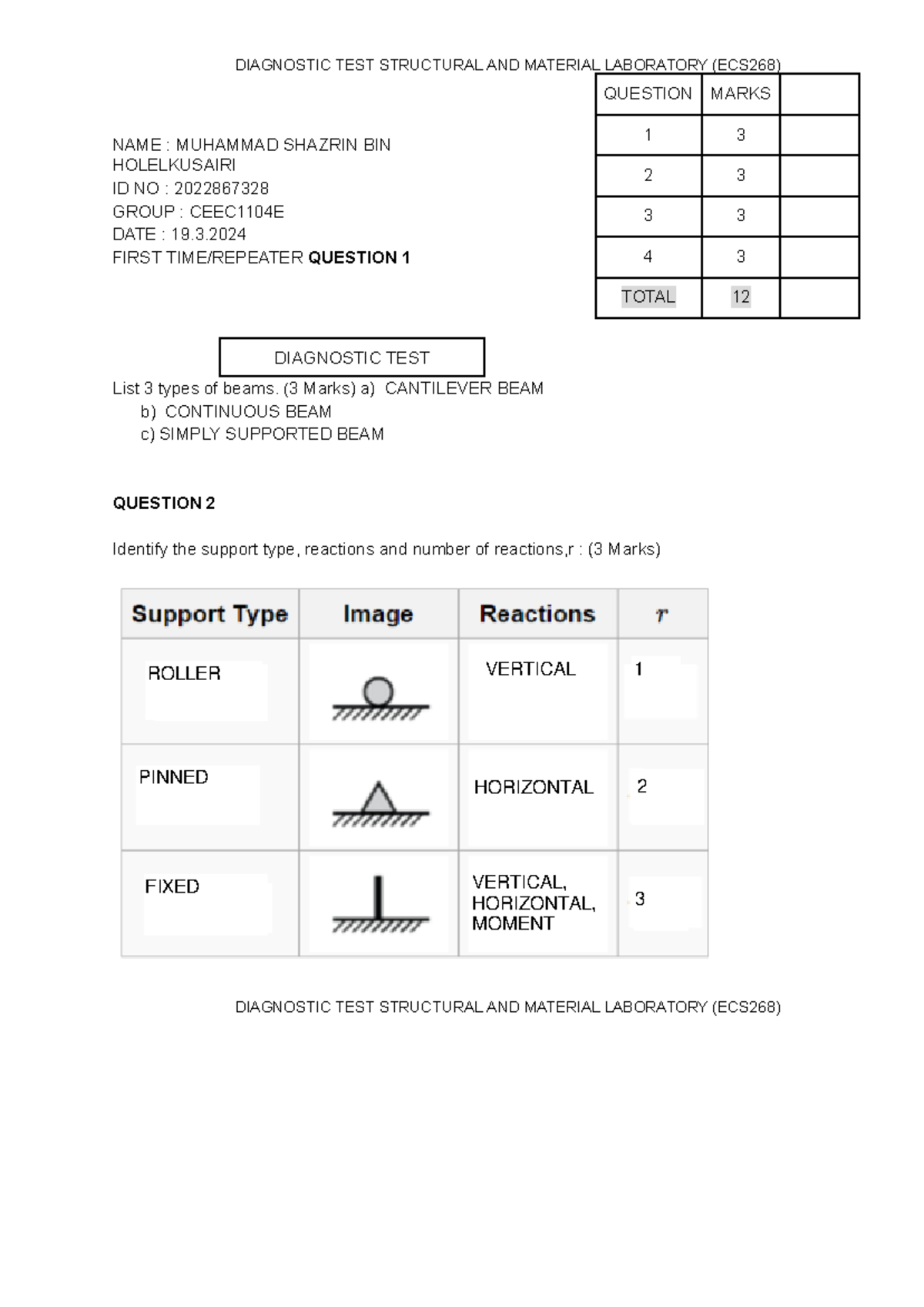 3- Diagnostic TEST ECS268 - Google Docs - DIAGNOSTIC TEST STRUCTURAL ...