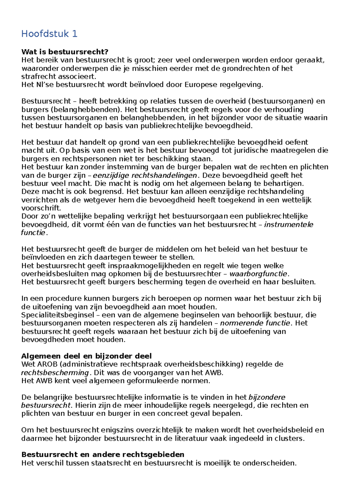 Bestuursrecht Smv 2020/2021 - Hoofdstuk 1 Wat Is Bestuursrecht? Het ...