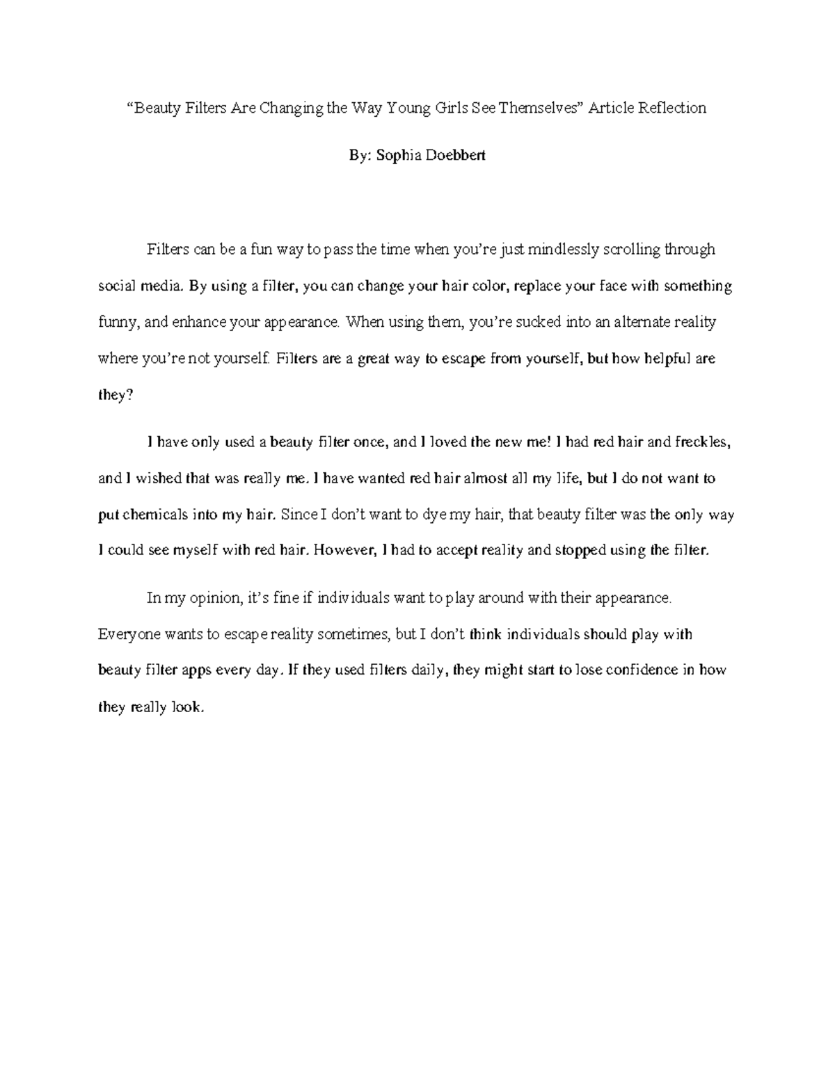 Beauty Filters Are Changing the Way Young Girls See Themselves By