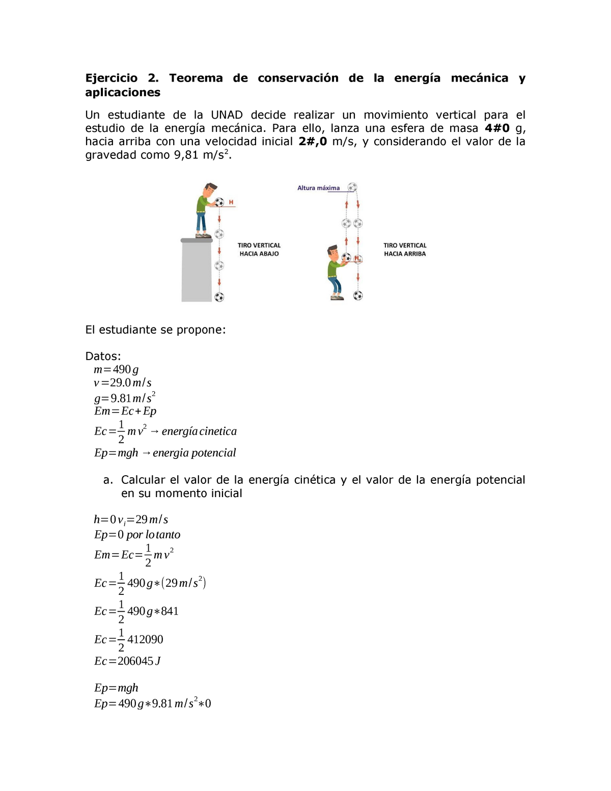 Tarea 3 Unad Física General 2020 2021 Ejercicio 2 Teorema De