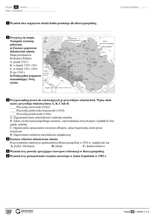 Hist SPP ZP Historia Kl 4 Sprawdzian Dzial II Polska Okre II Woj ...