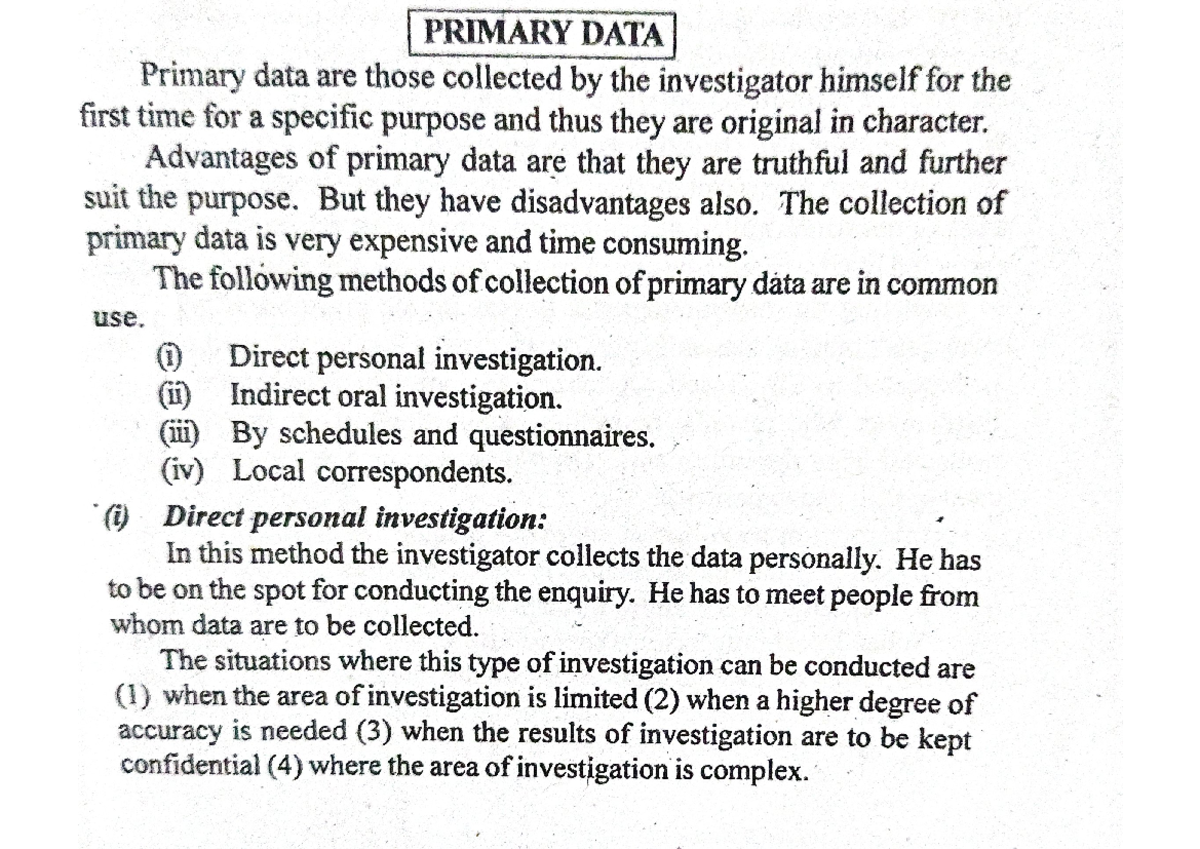 Primary data in statistical enquiry - Statistics - Studocu