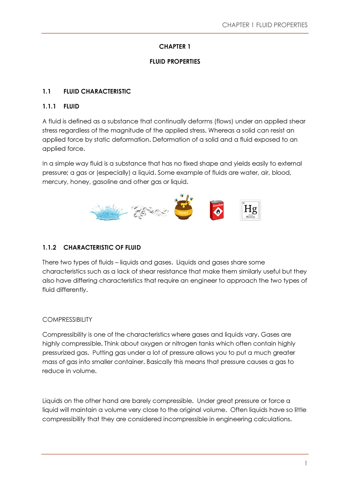 Chapter 1 Fluid Properties - CHAPTER 1 FLUID PROPERTIES 1 FLUID ...