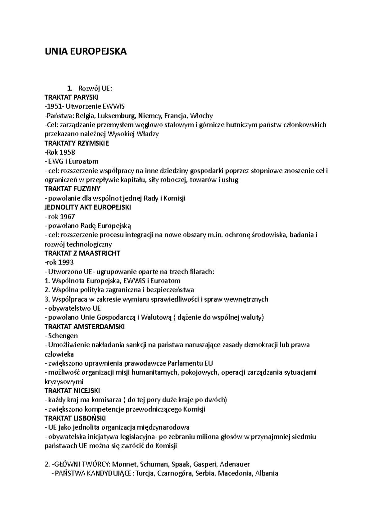 Sprawdzian Unia Europejska Klasa 8 www.studocu.com