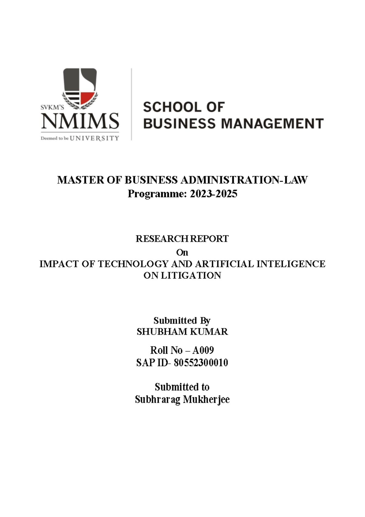 Abstract - One can refer - MASTER OF BUSINESS ADMINISTRATION-LAW ...