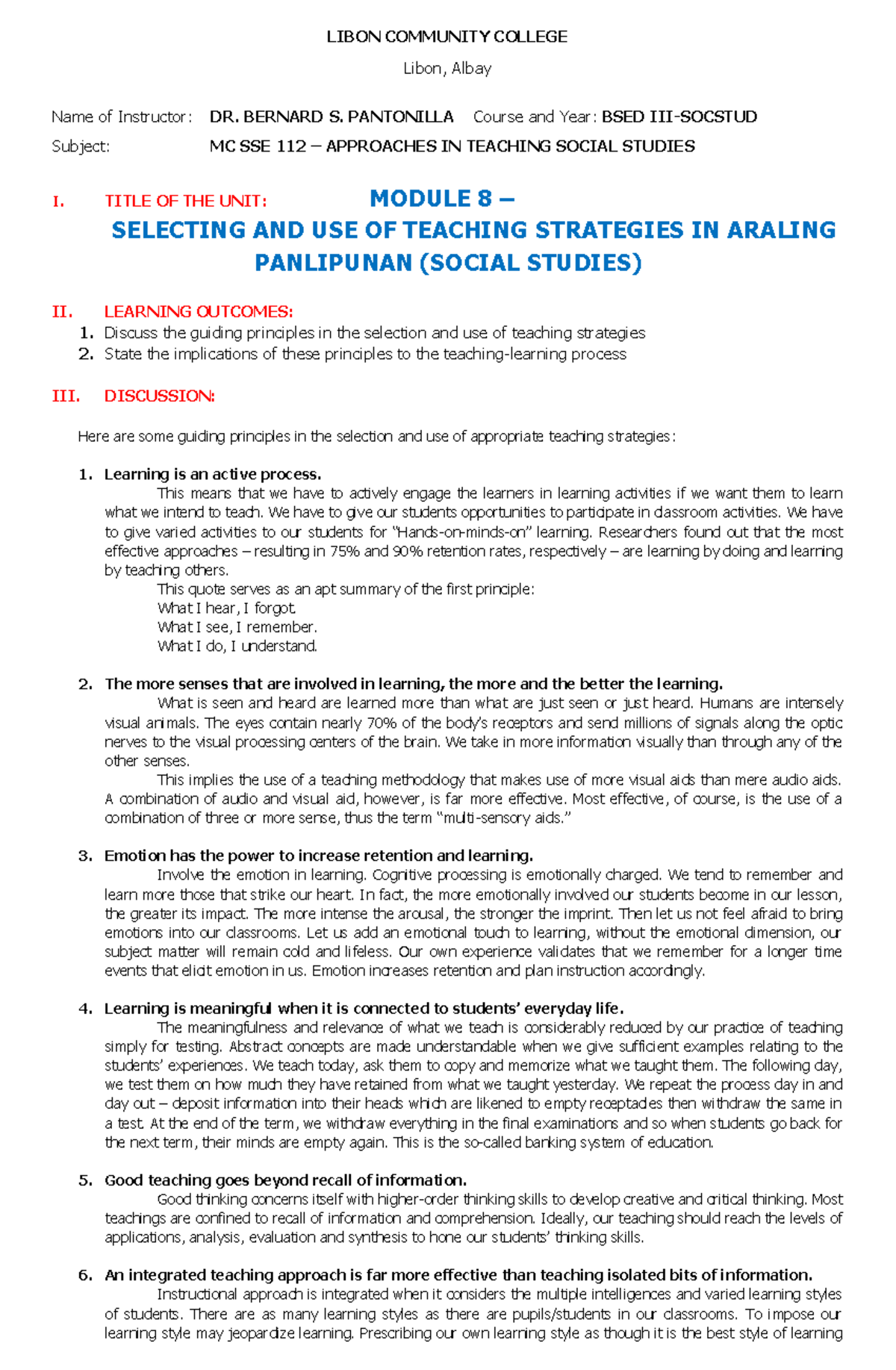 What Are The Teaching Strategies In Teaching Araling Panlipunan