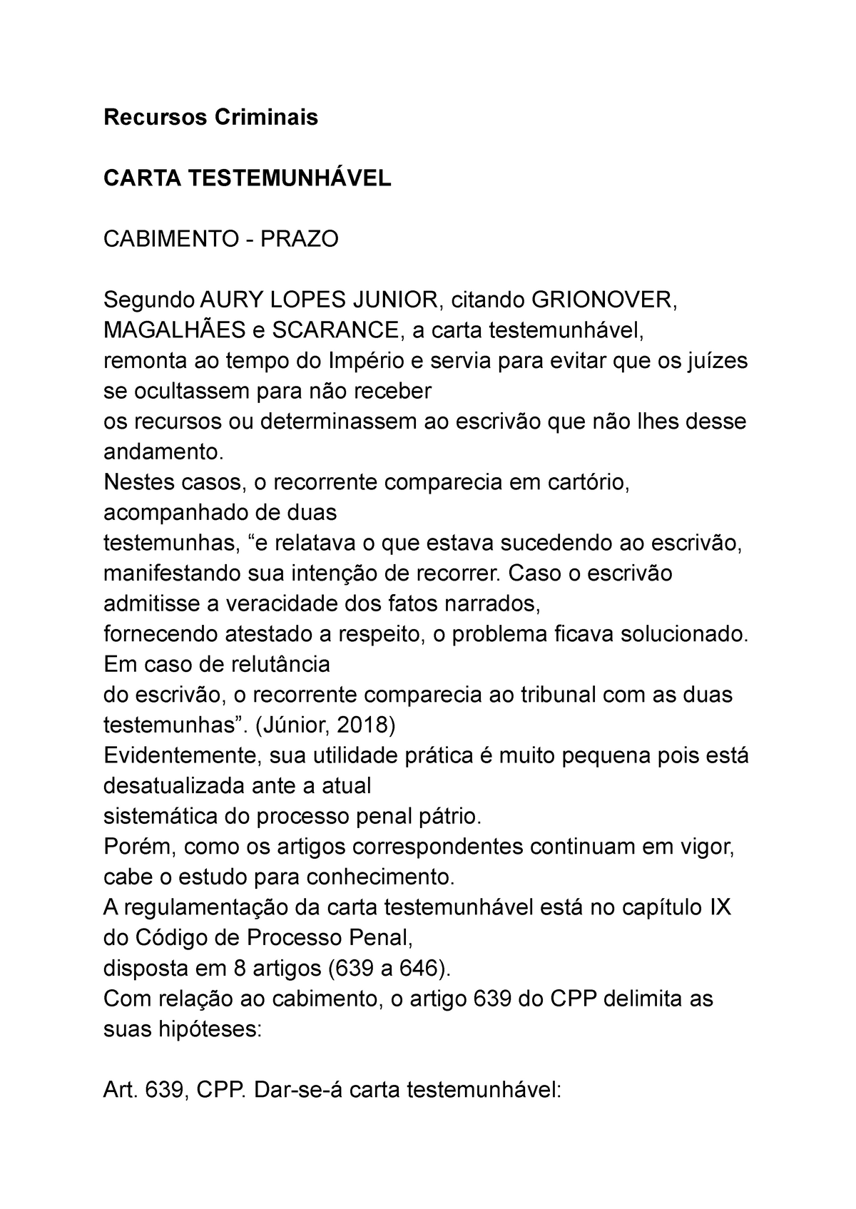 Recursos Criminais Carta Testemunhável Recursos Criminais Carta TestemunhÁvel Cabimento 7429