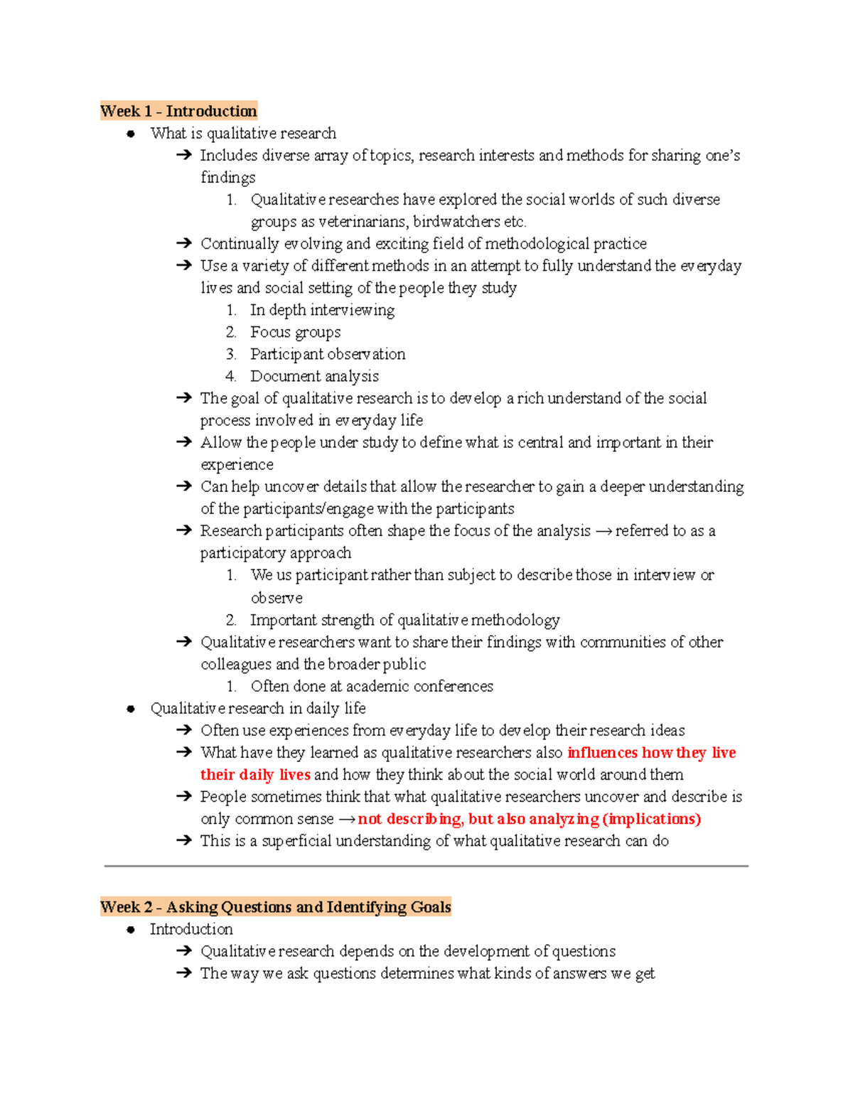 SOAN 3070 Notes - Week 1 - Introduction What is qualitative research ...