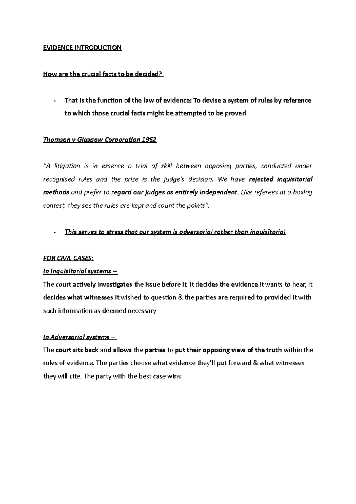 Evidence Intro - Lecture notes 1.1 - EVIDENCE INTRODUCTION How are the ...