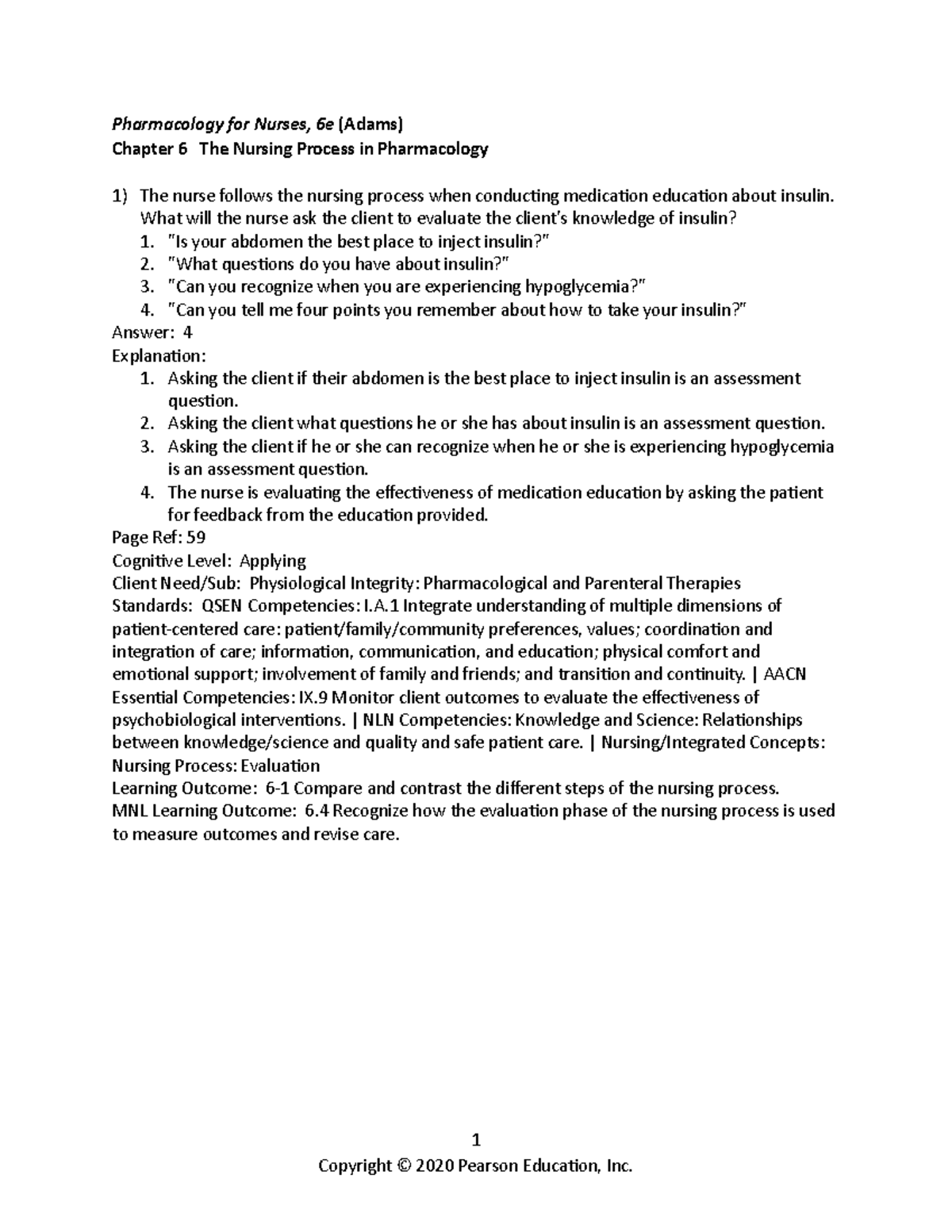 Adams 6e Tif Ch06 - Test Bank - Pharmacology For Nurses, 6e (Adams ...