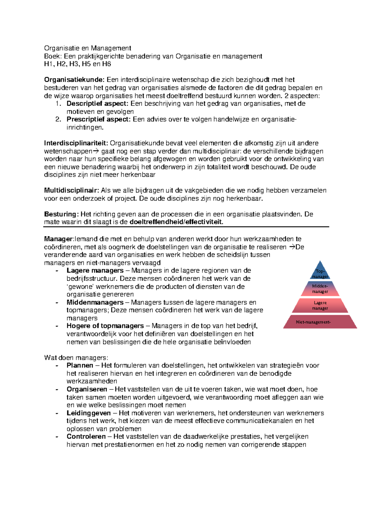 Periode 1.1 Organisatie En Management Samenvatting - Organisatie En ...