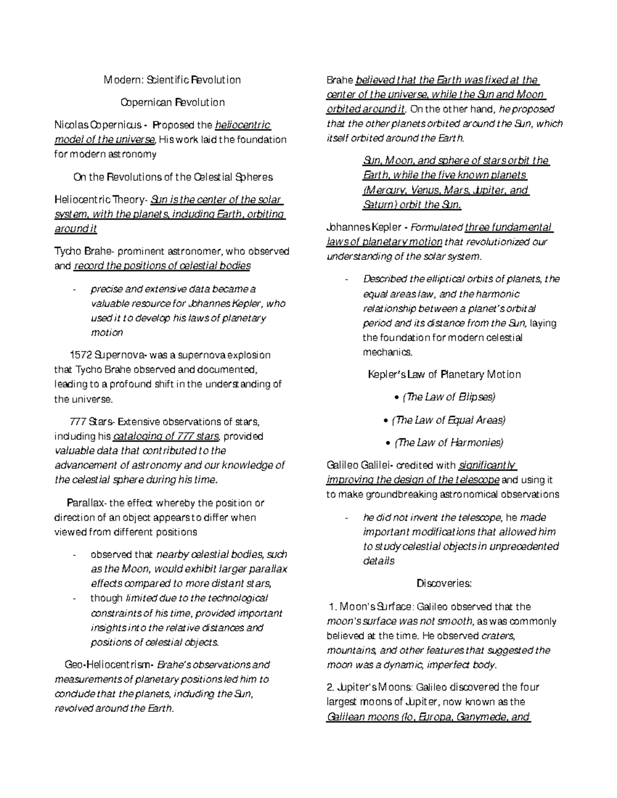 Sts mod 2 reviewer - notes - Modern: Scientific Revolution Copernican ...