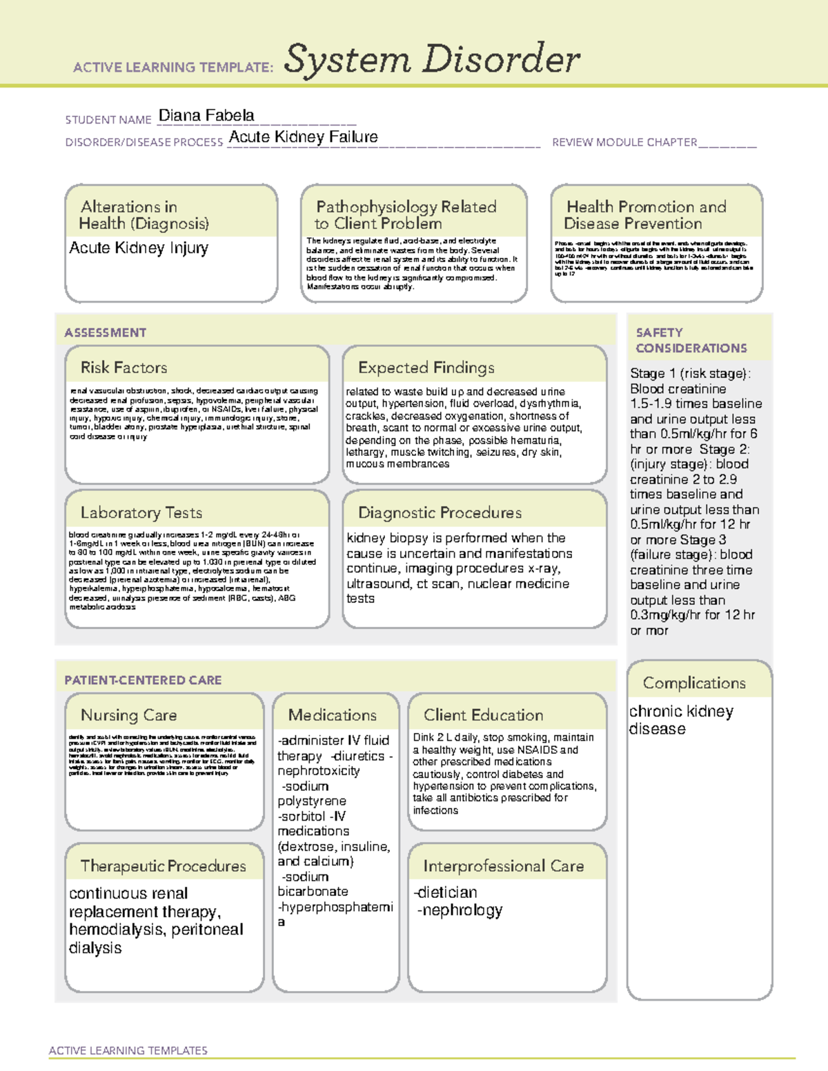 ATI System Disorder Template AKF - ACTIVE LEARNING TEMPLATES System ...