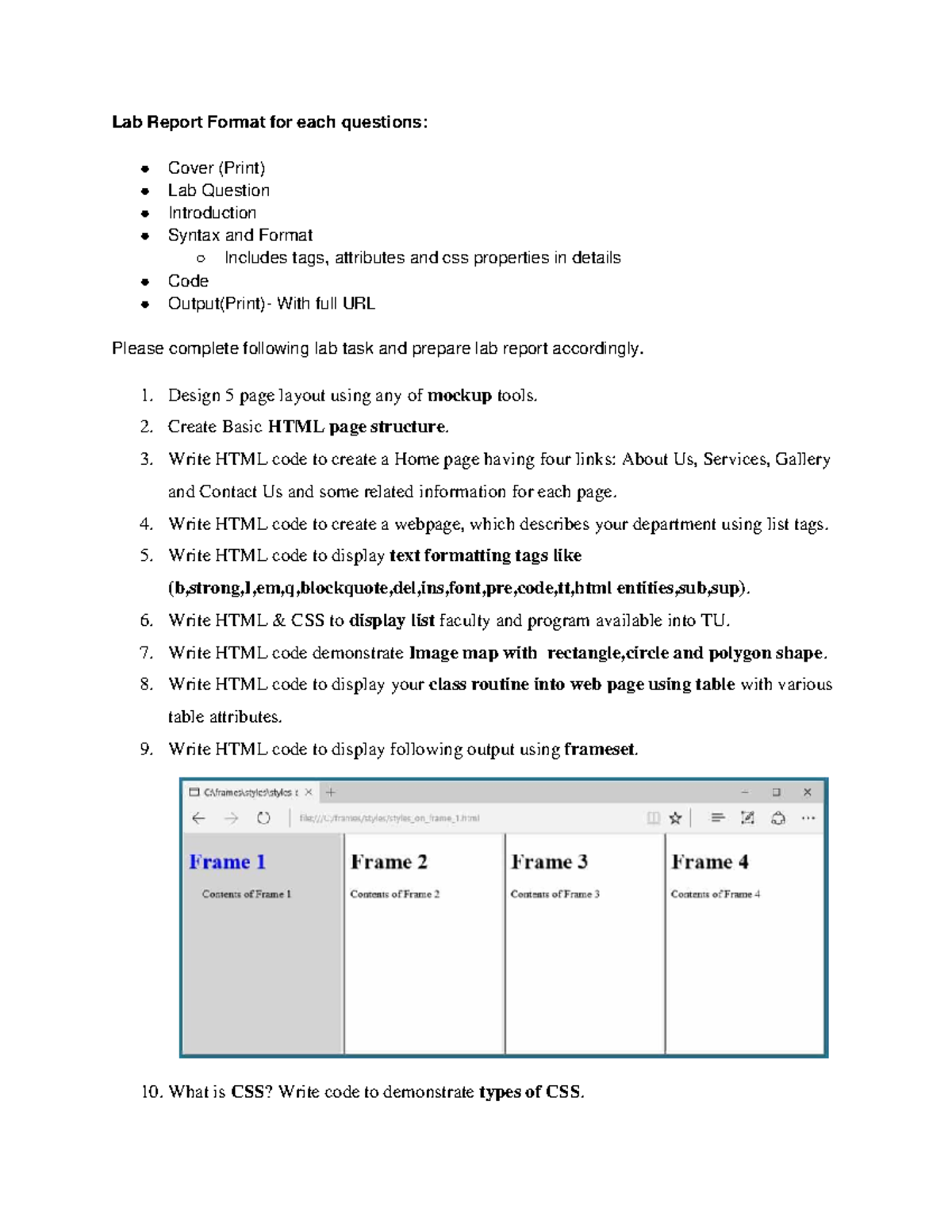 Lab Sheet Web Technolgy BCA 3rd Semester - Lab Report Format for each ...