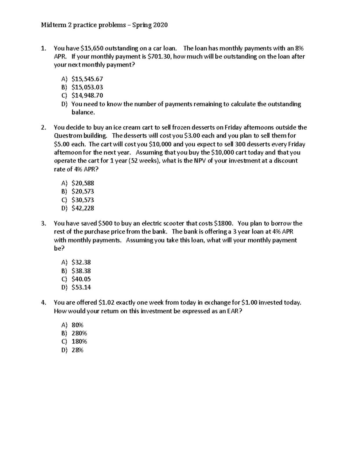 Midterm 2 Practice Problems - Spring 2020-2 - Warning: TT: Undefined ...