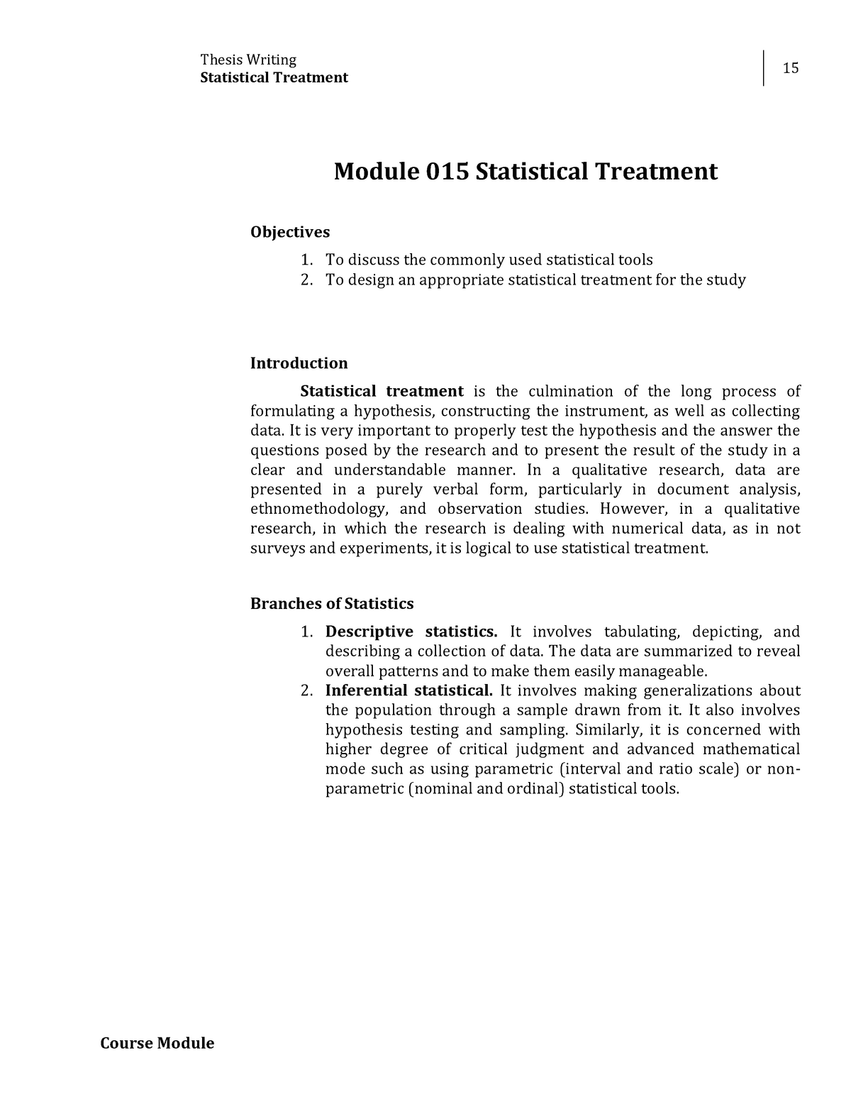 statistical treatment analysis in research example
