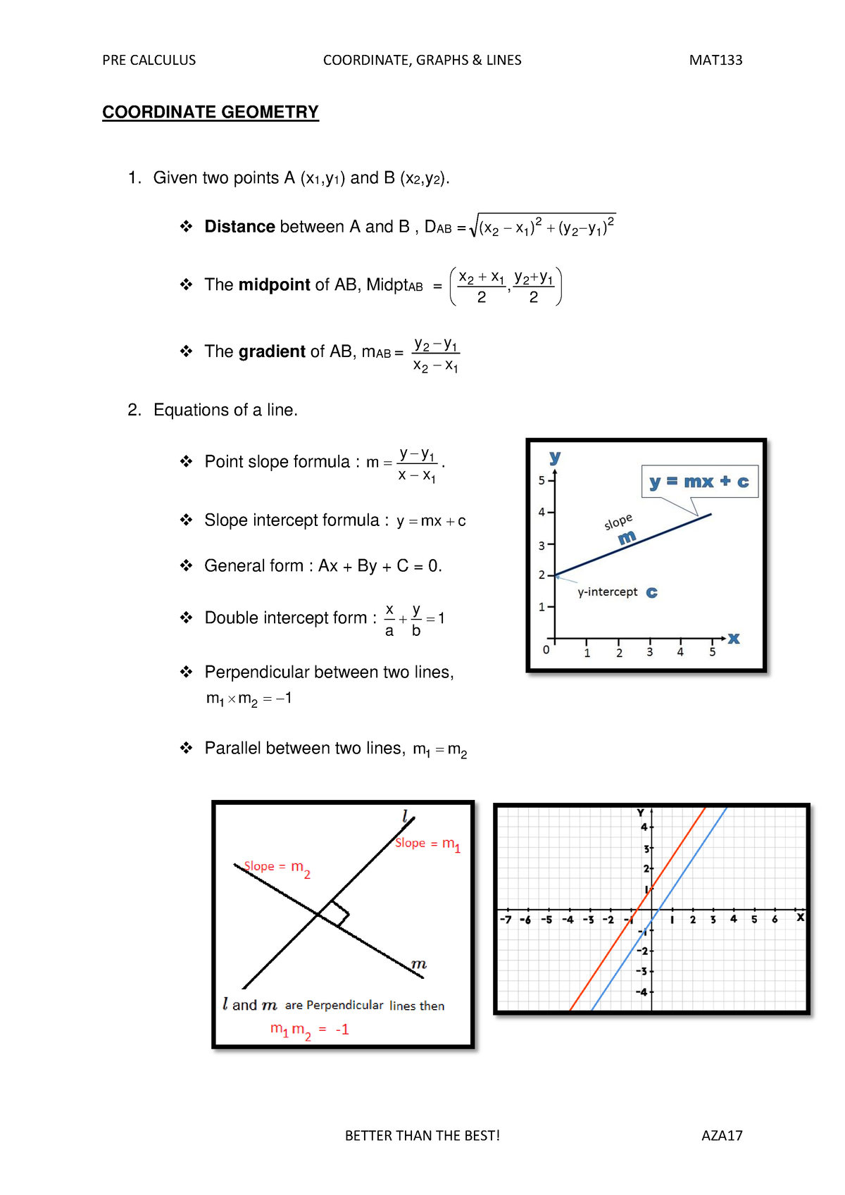 Coordinate Geometry - MAT133 - COORDINATE GEOMETRY 1. Given Two Points ...