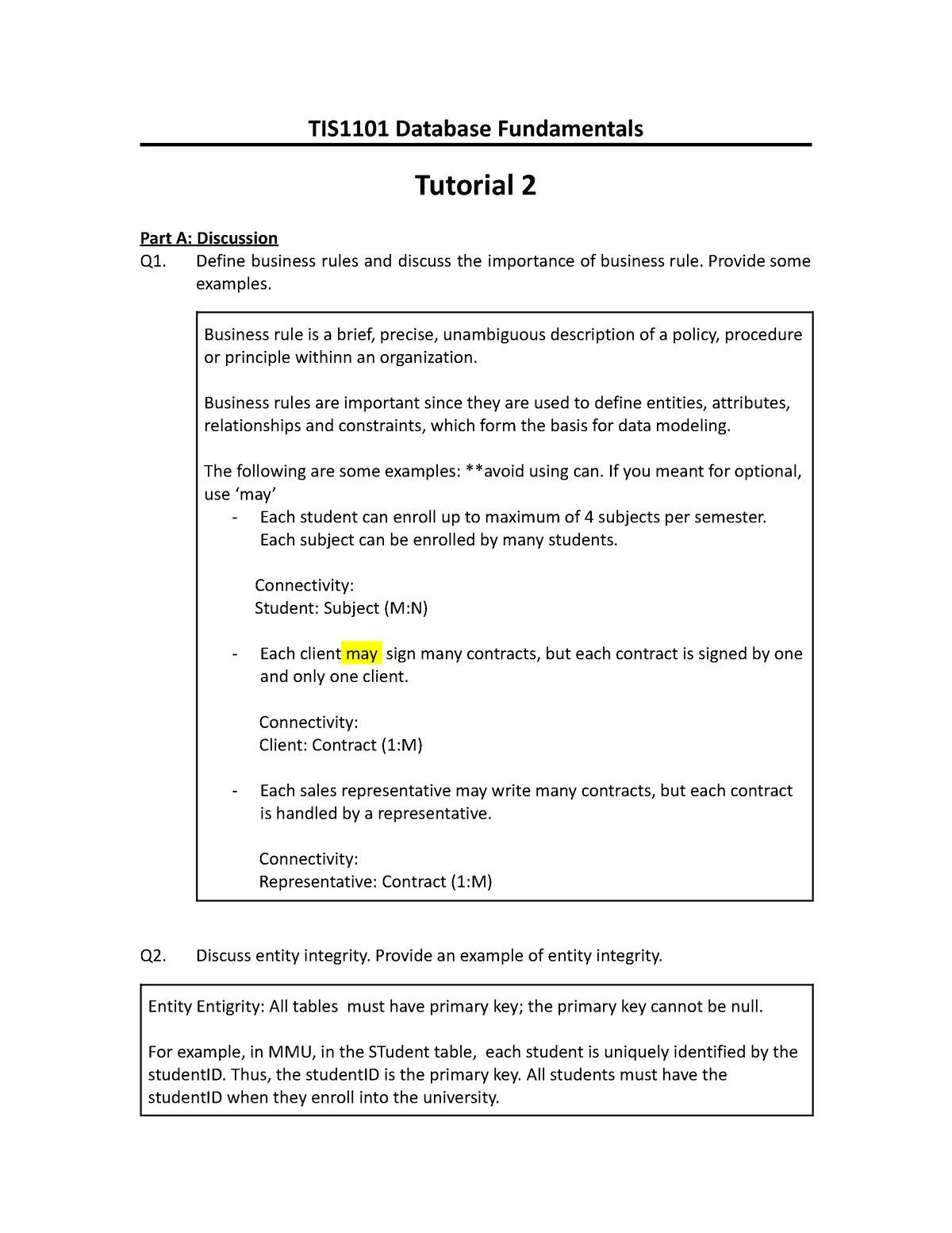 Lab02 TIS1101 - Database Fundamentals - TIS1101 Database Fundamentals ...