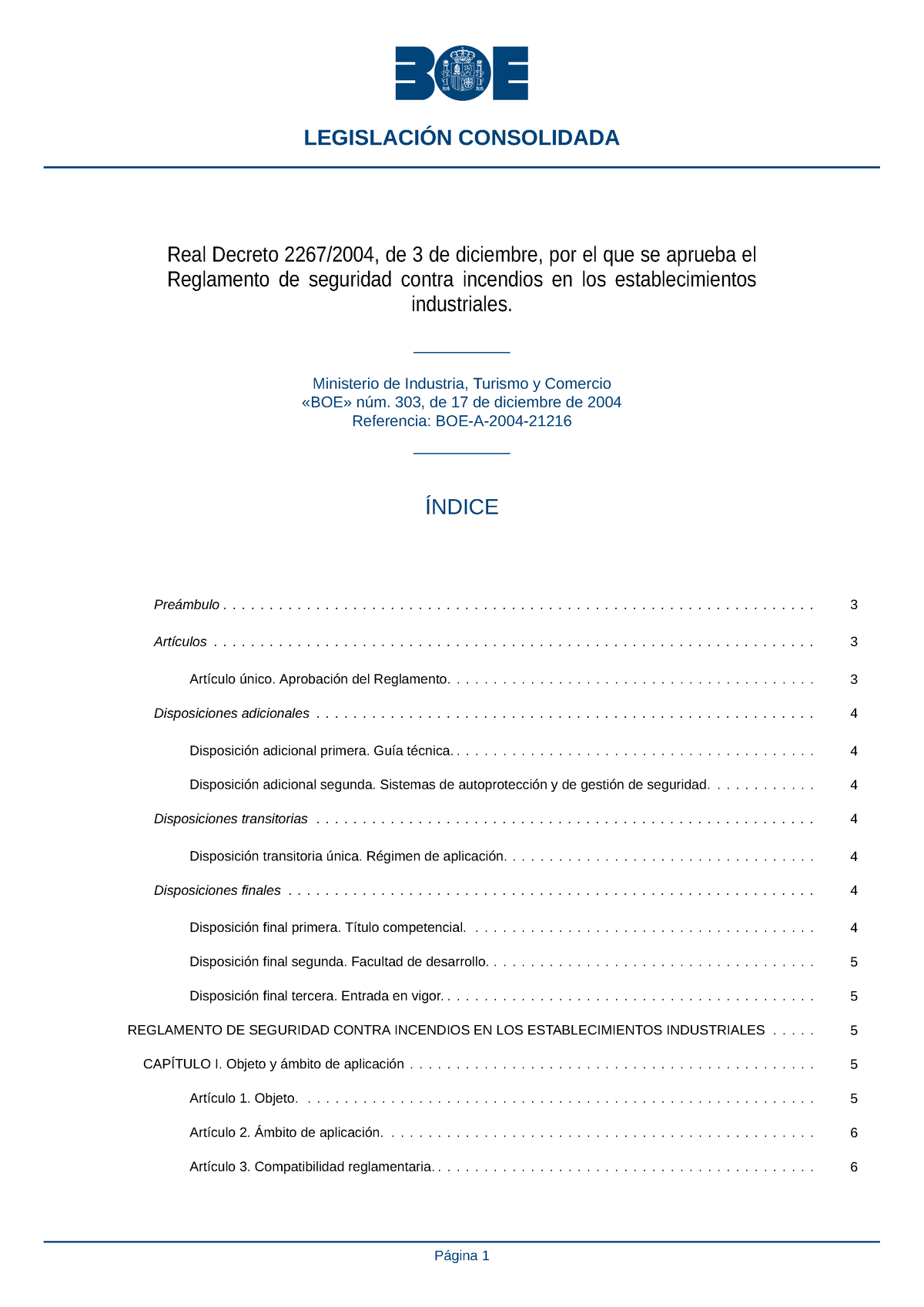 Normativa Para Imprimir En Examen: Rsciei - Real Decreto 2267/2004, De ...