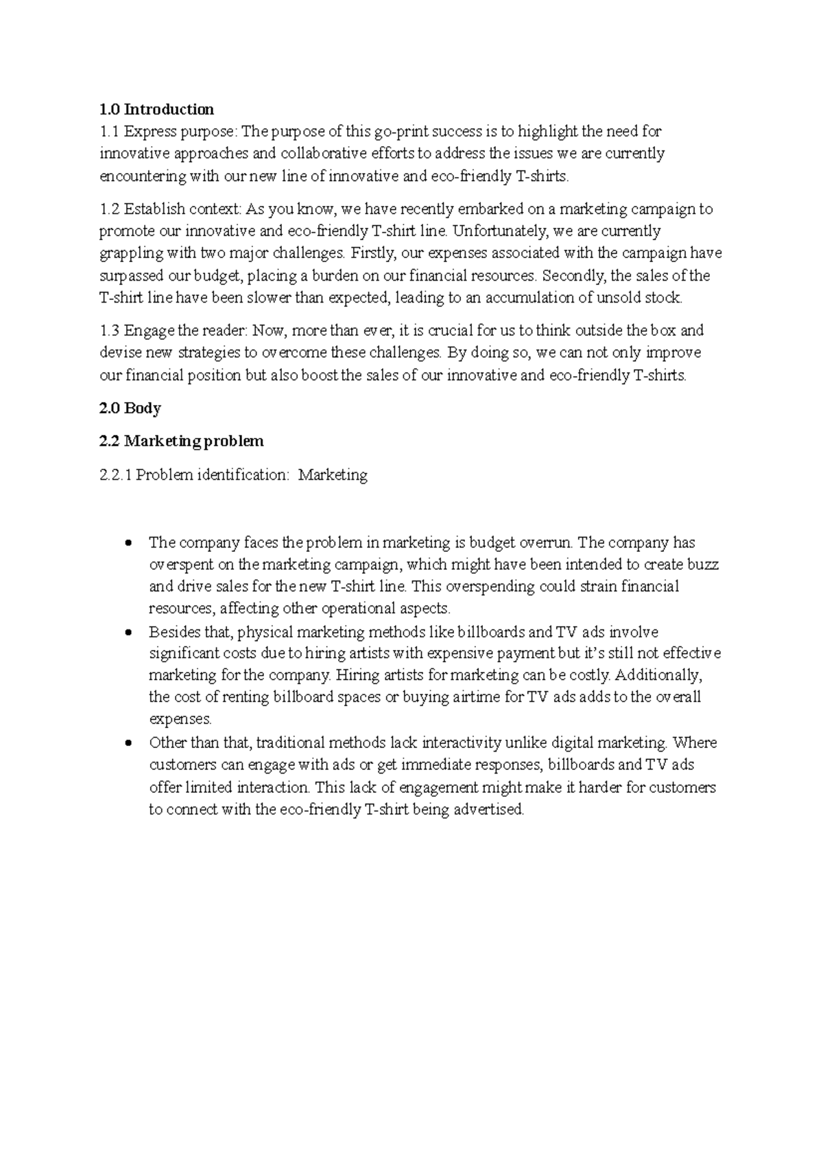 Pitch writing - Group 5 - 1 Introduction 1 .1 Express purpose: The ...