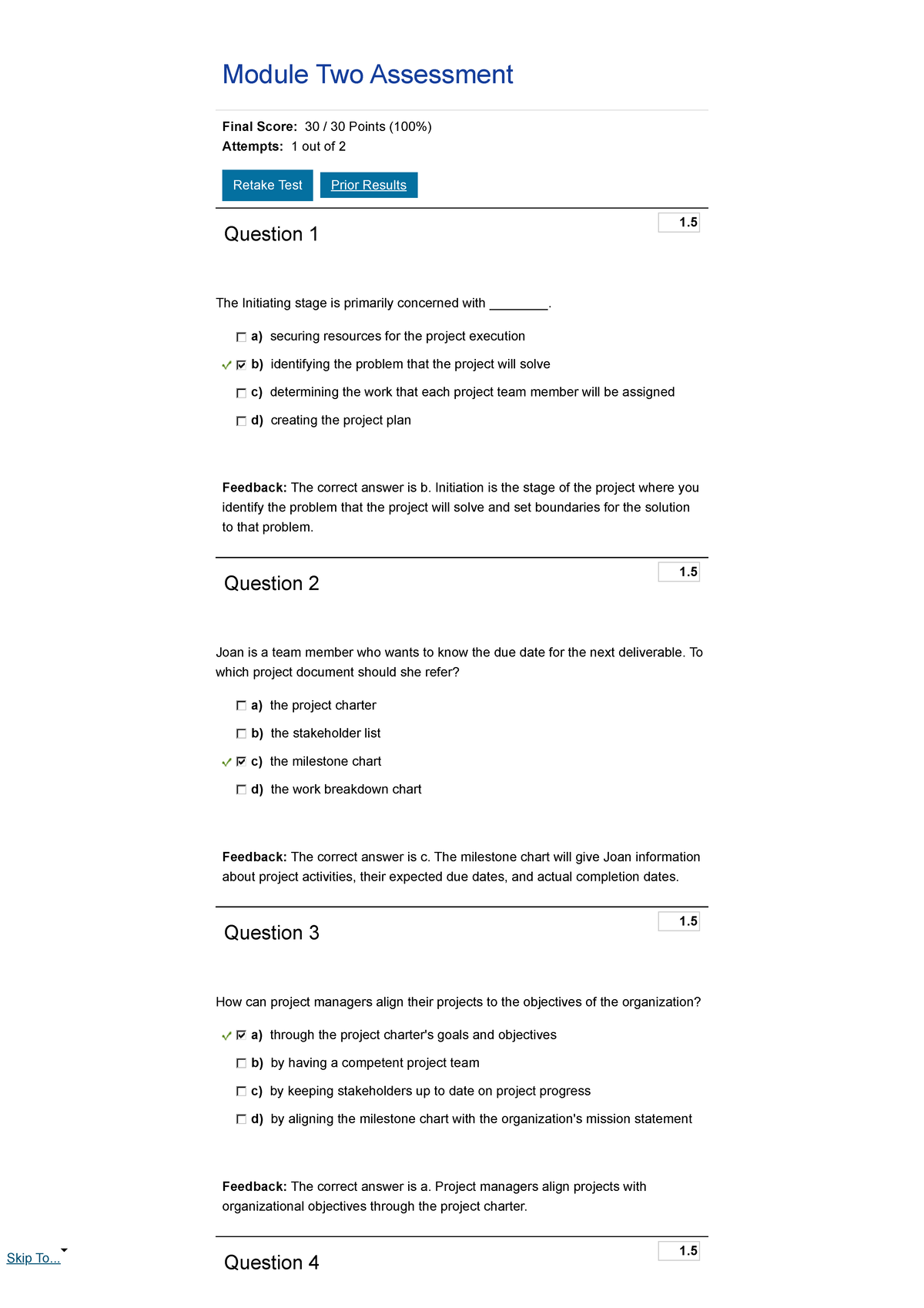 Module Two Assessment QSO-340 Project Management - 1. 1. 1. 1. Module ...