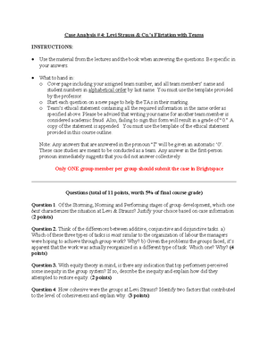 Case 4 - Levis Teams - Read and analyse - I I I I CASE STUDY -_ I Levi ...