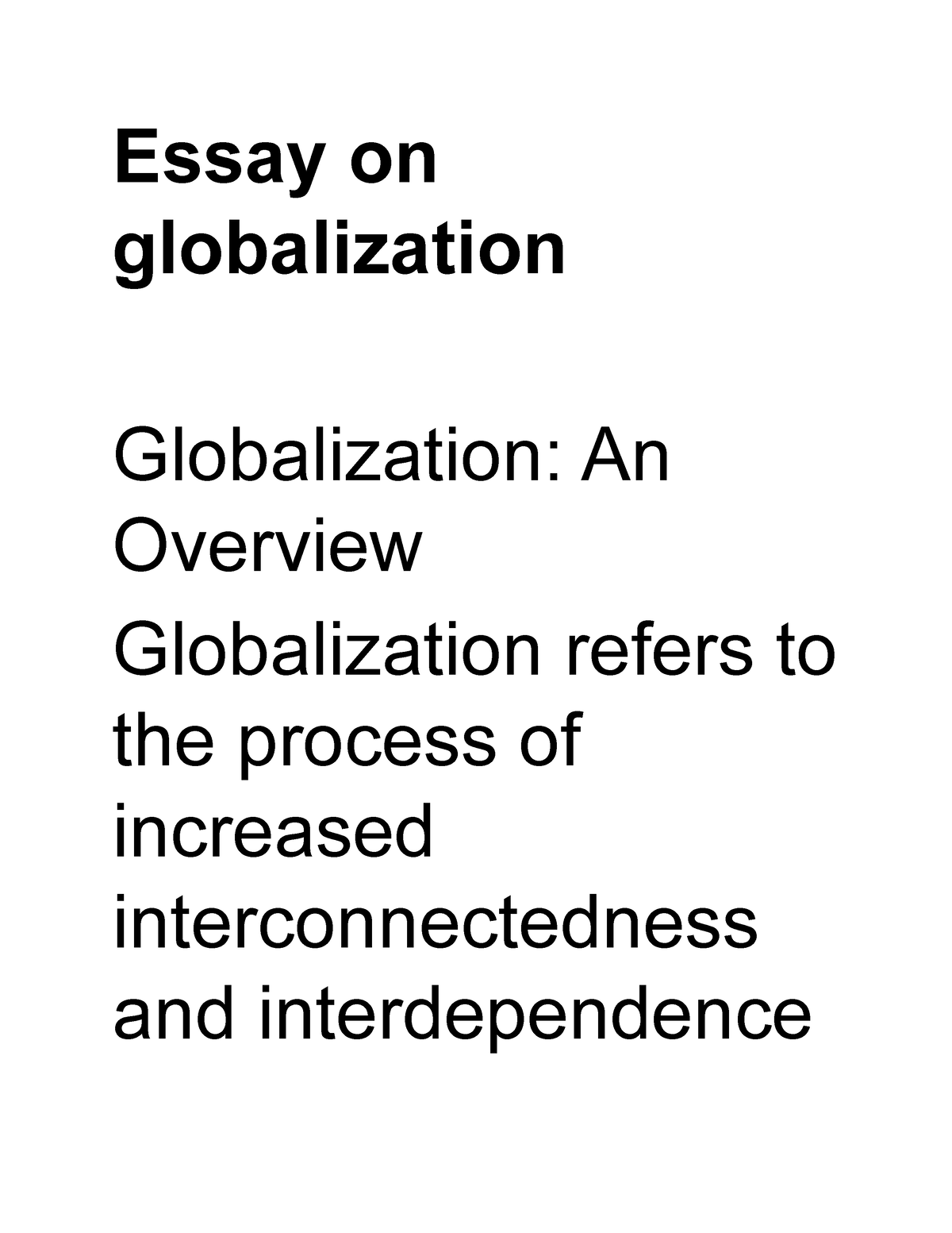 in this globalization era essay