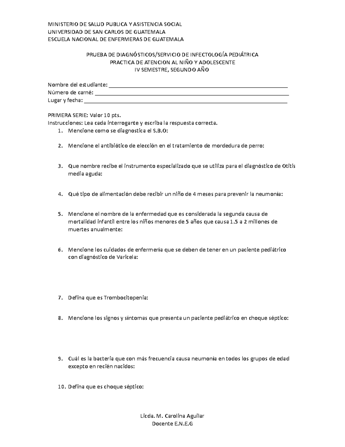 Preba de diagnostico - TAreas de fisica - MINISTERIO DE SALUD PUBLICA Y ...