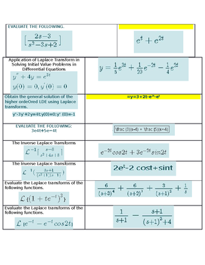 Advanced Mathematics FOR ECE 4 - F(t)=sin2t- F(t)=3/5+6e2t F(t)=sinh4t ...